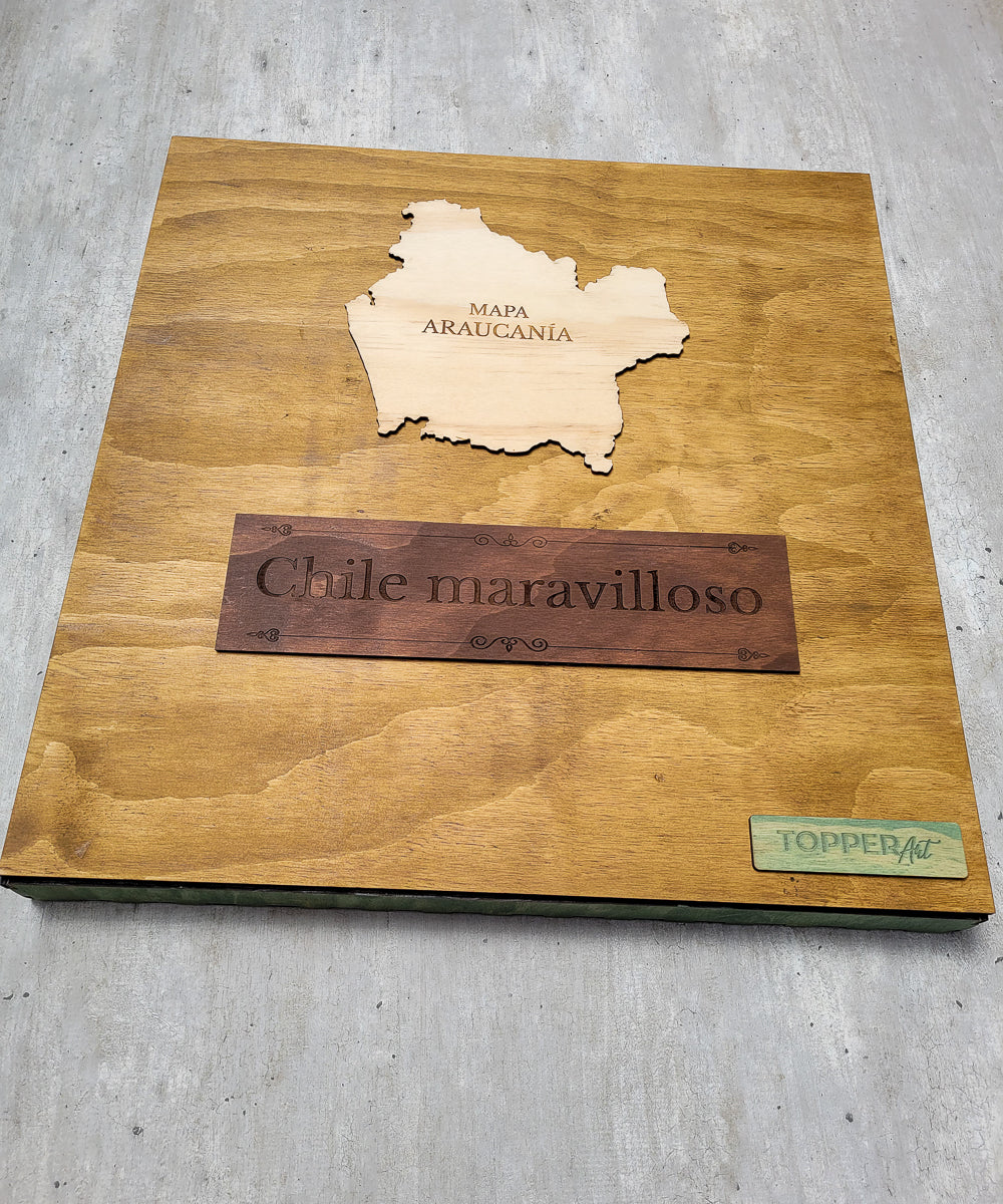 MAPA REGIÓN DE LA ARAUCANÍA DE MADERA 3D