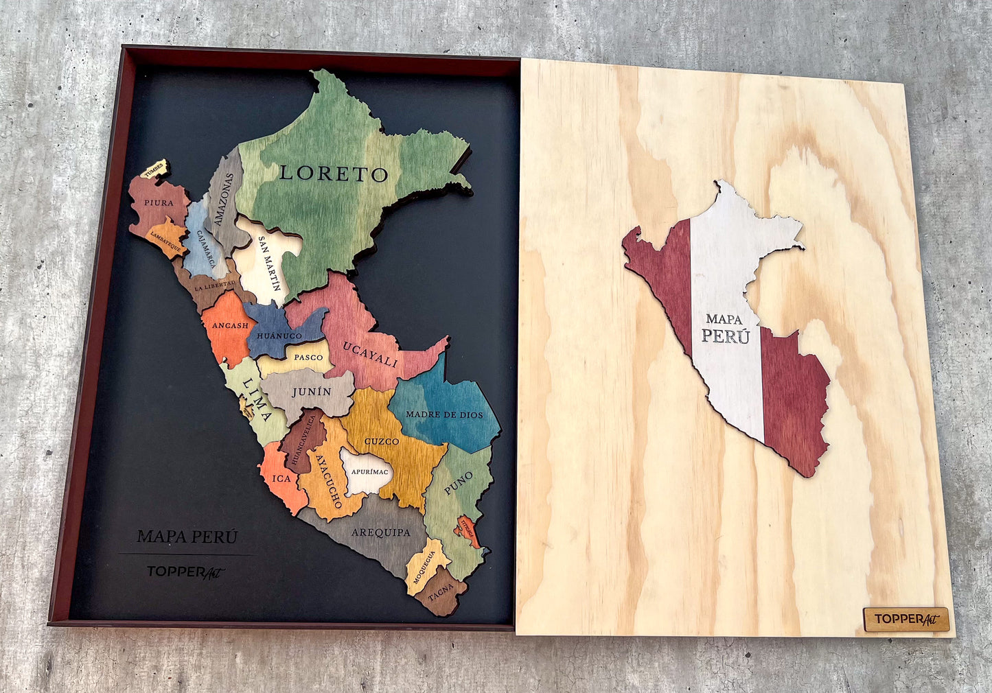 MAPA DE PERÚ DE MADERA 3D