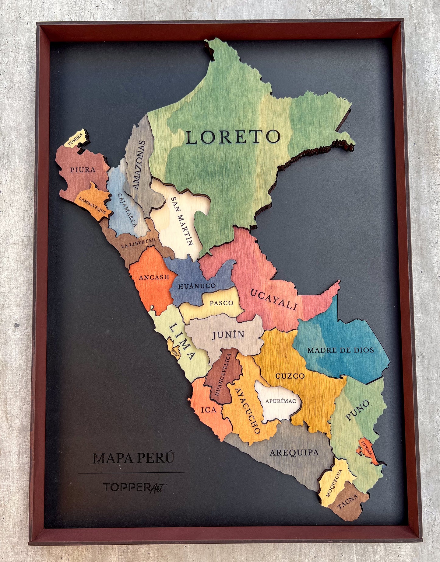 MAPA DE PERÚ DE MADERA 3D