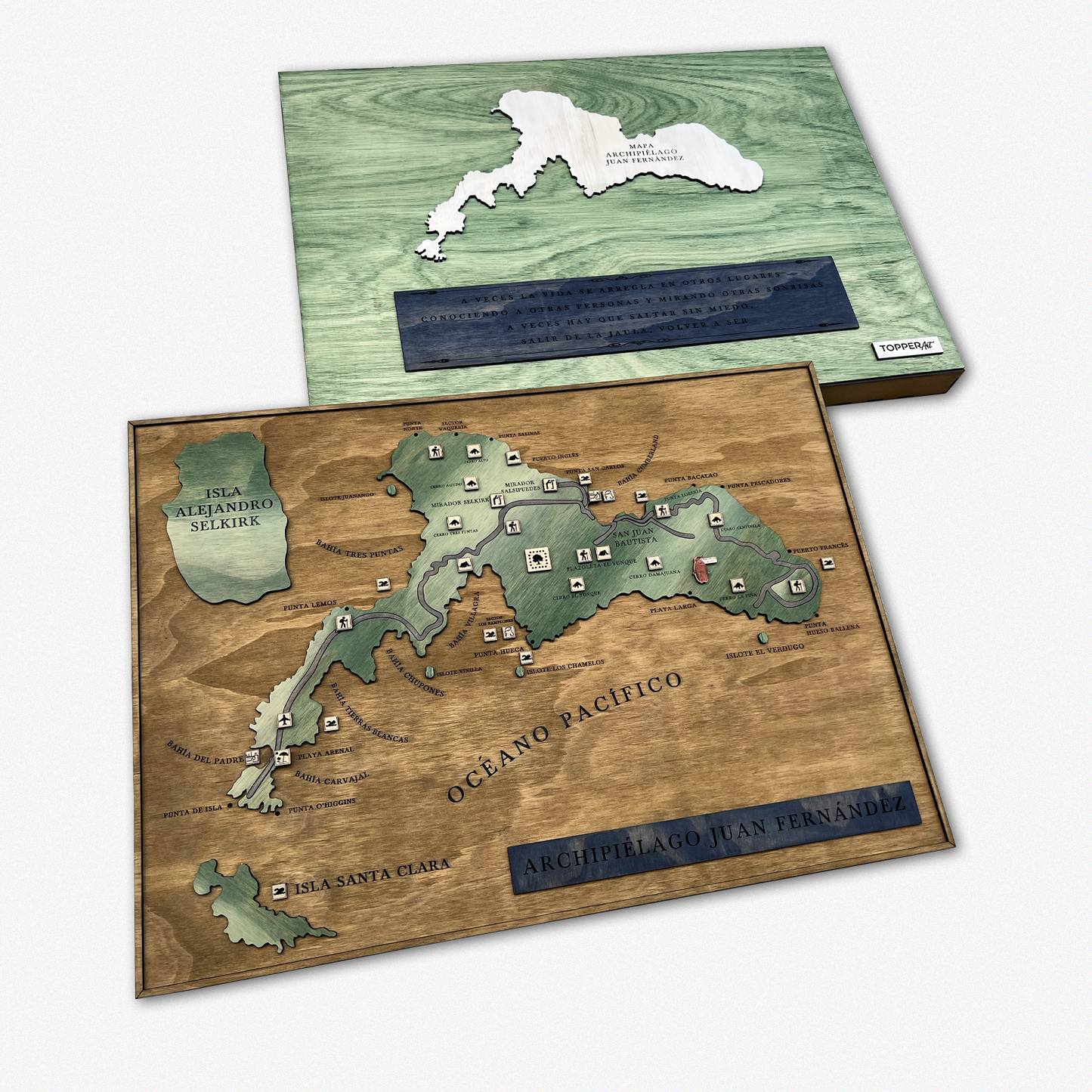 MAPA ARCHIPIÉLAGO JUAN FERNANDEZ DE MADERA 3D