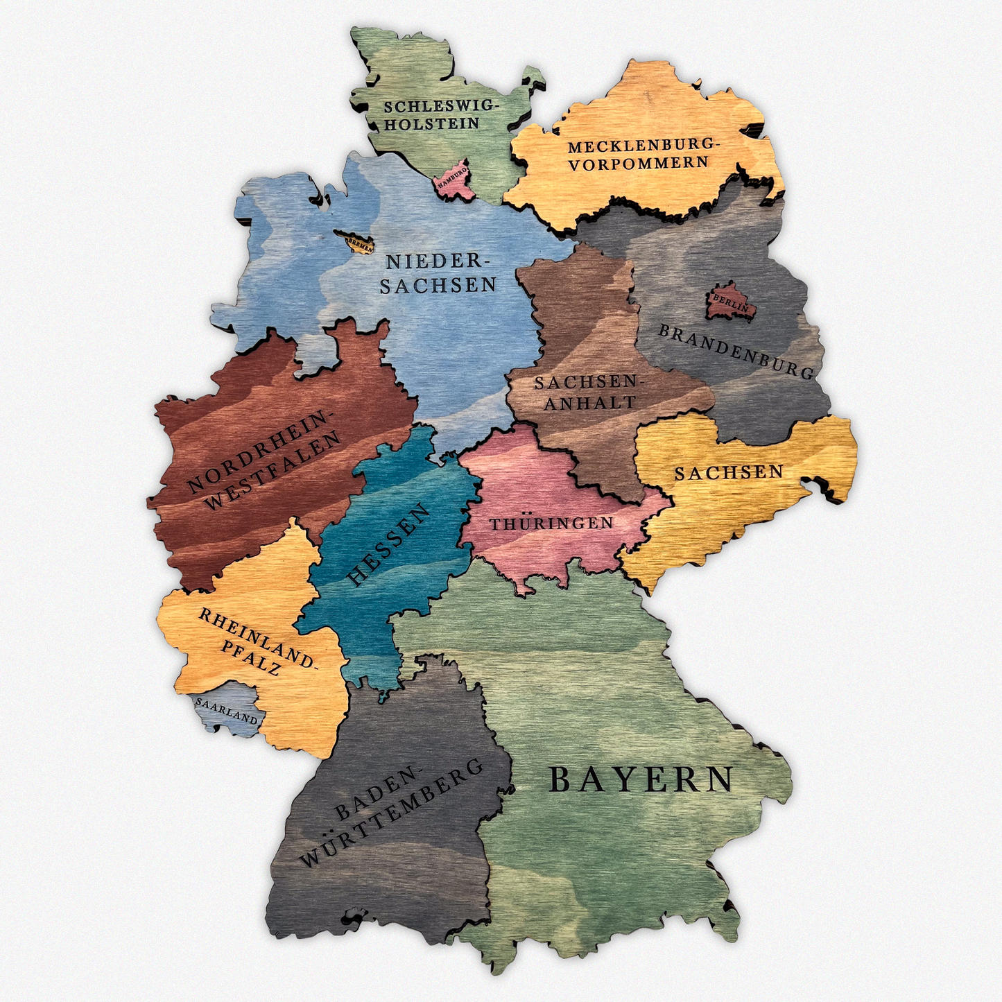 MAPA DE ALEMANIA DE MADERA 3D