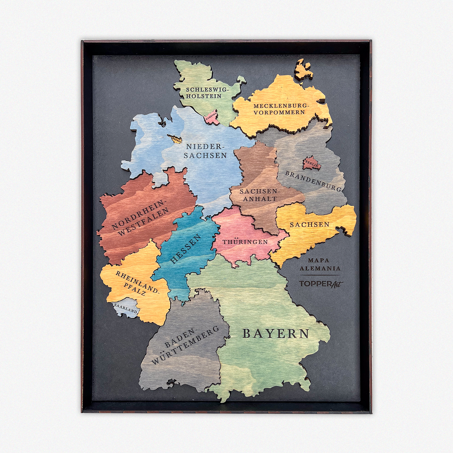 MAPA DE ALEMANIA DE MADERA 3D