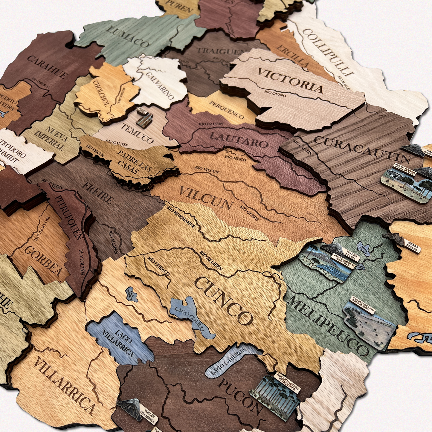 MAPA REGIÓN DE LA ARAUCANÍA GEOGRÁFICO DE MADERA 3D