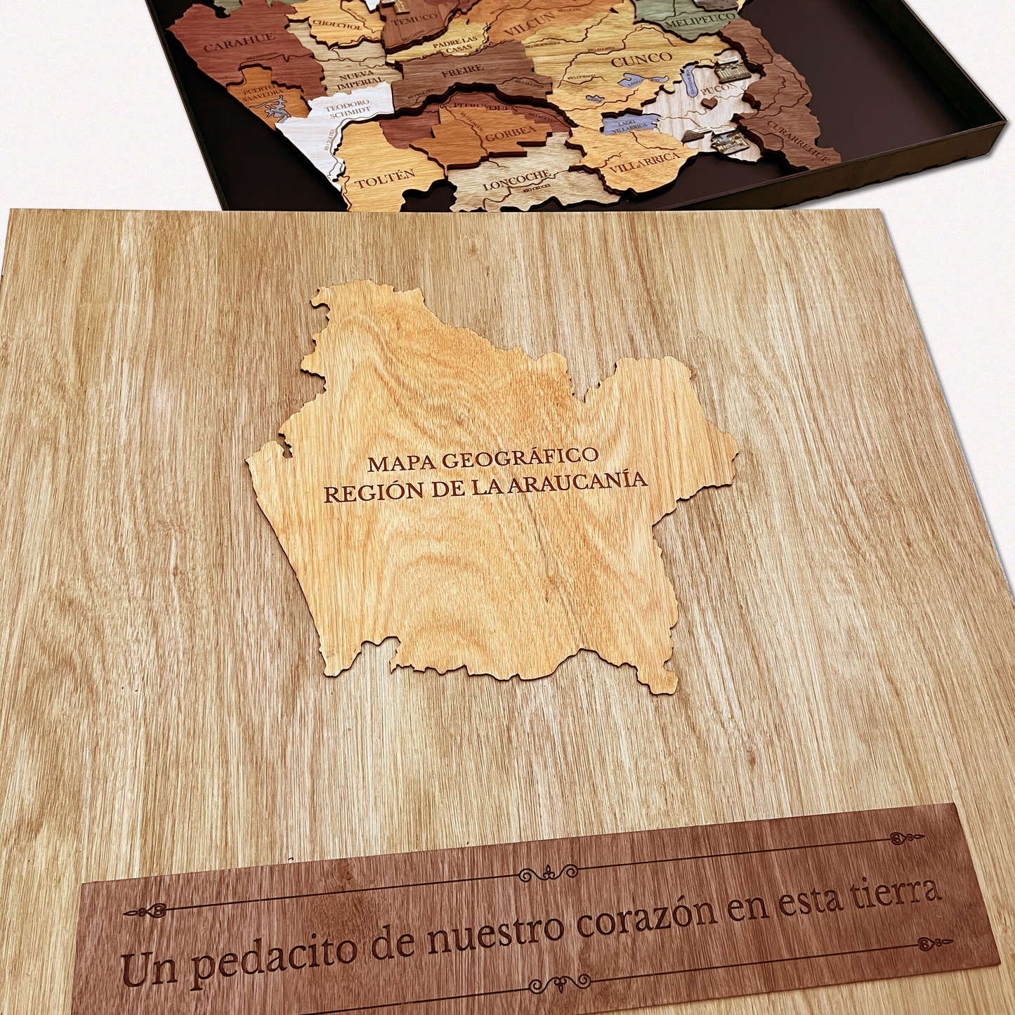MAPA REGIÓN DE LA ARAUCANÍA GEOGRÁFICO DE MADERA 3D