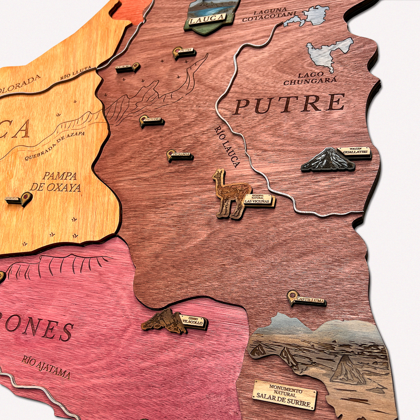 MAPA REGIÓN DE ARICA GEOGRÁFICO DE MADERA 3D