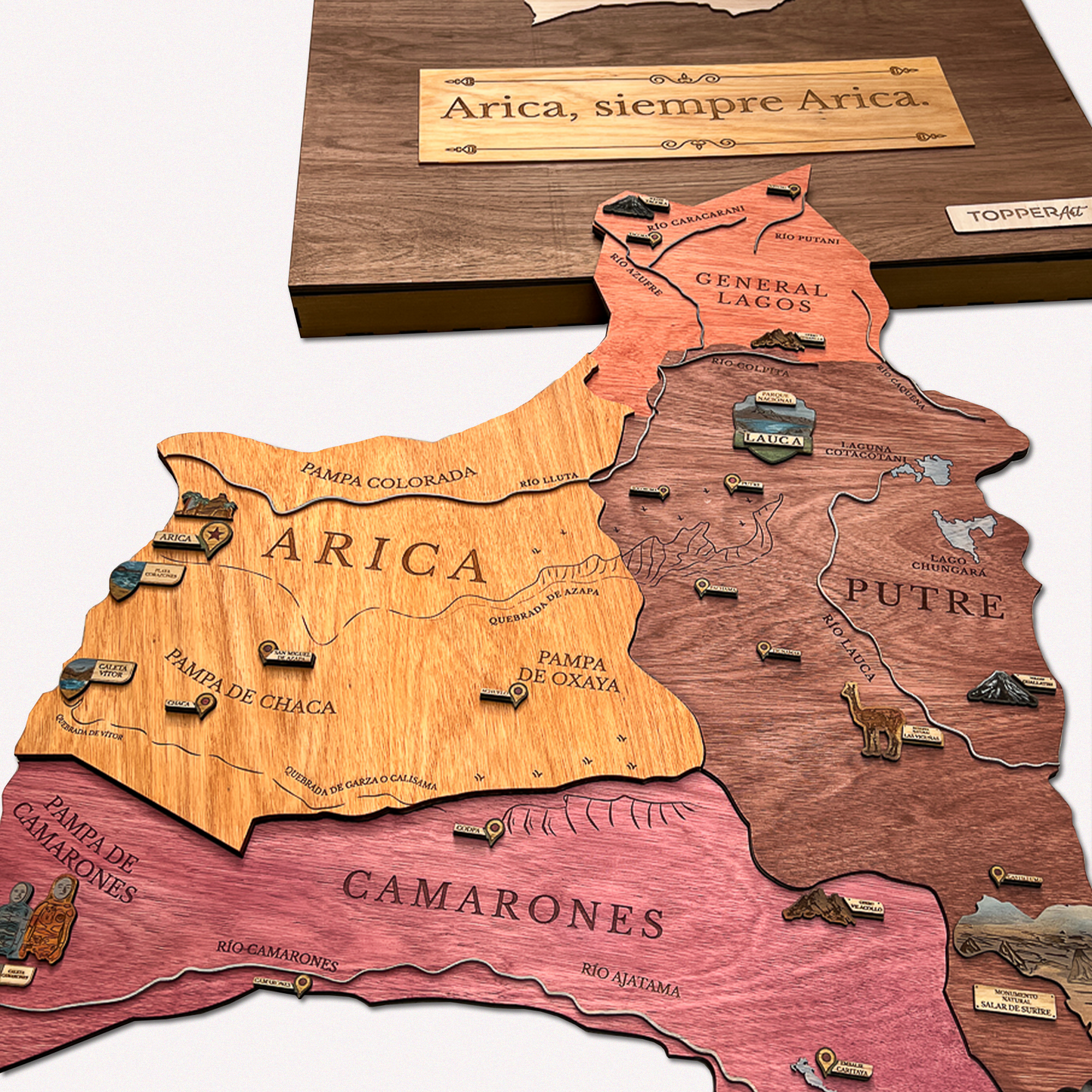 MAPA REGIÓN DE ARICA GEOGRÁFICO DE MADERA 3D