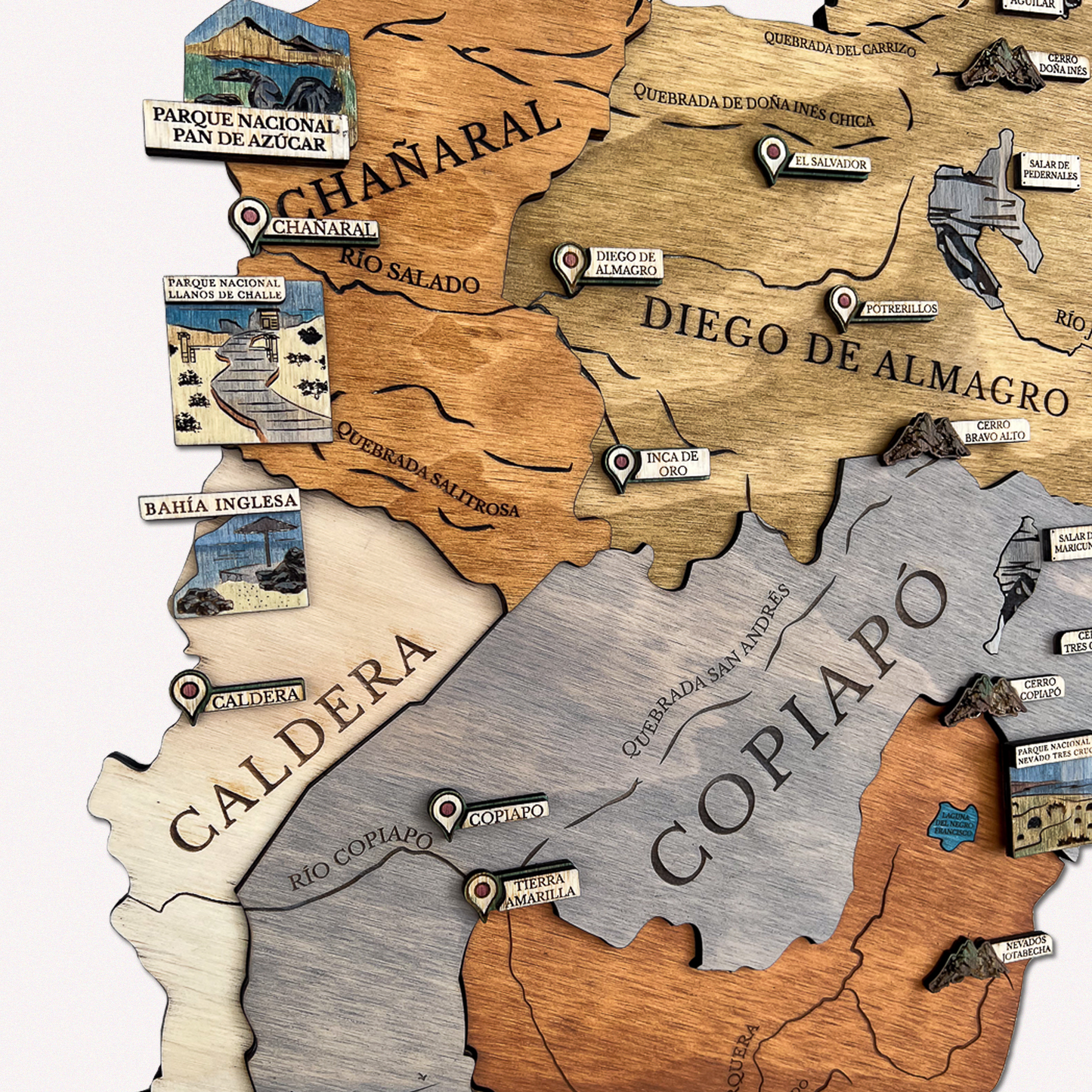MAPA REGIÓN DE ATACAMA GEOGRÁFICO DE MADERA 3D