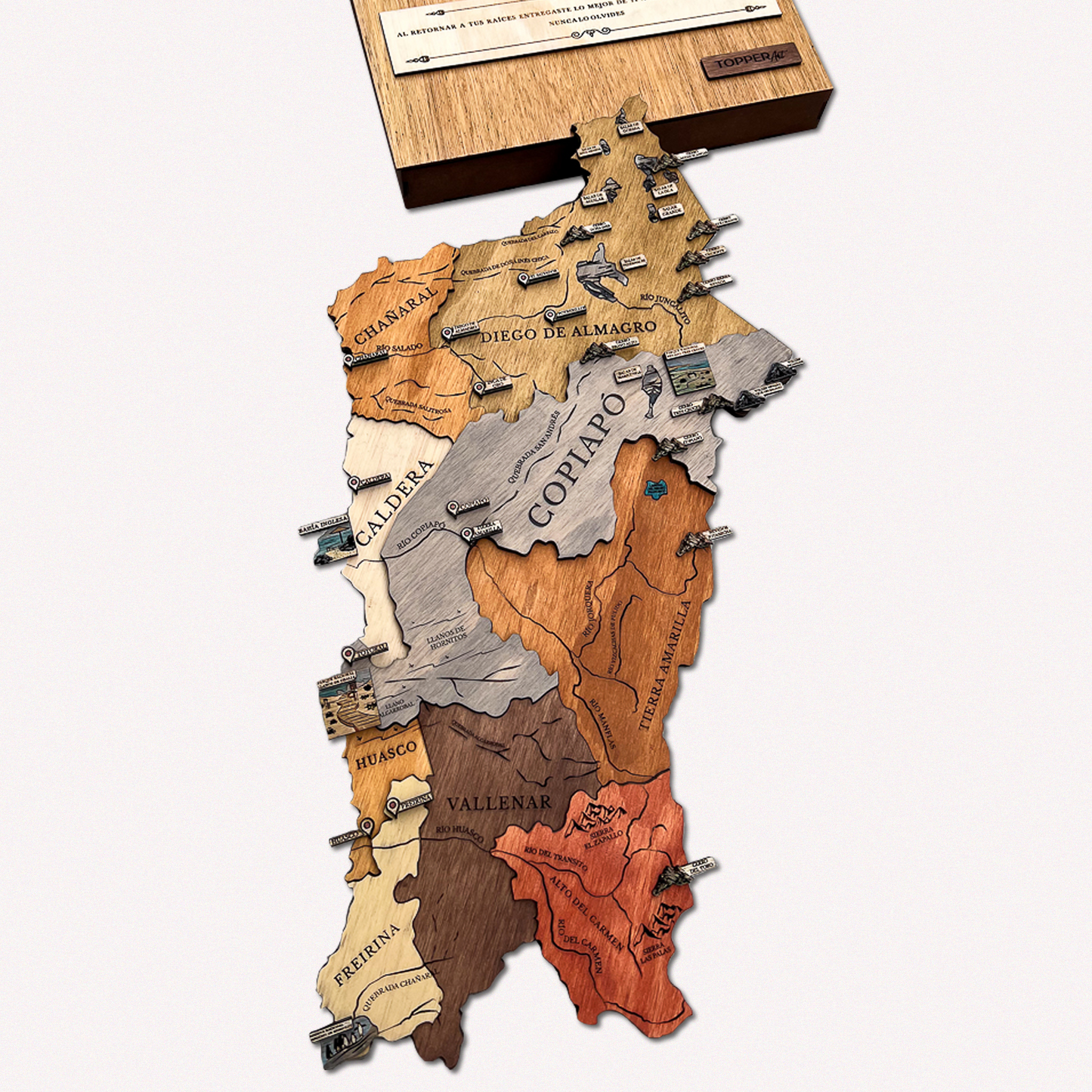 MAPA REGIÓN DE ATACAMA GEOGRÁFICO DE MADERA 3D