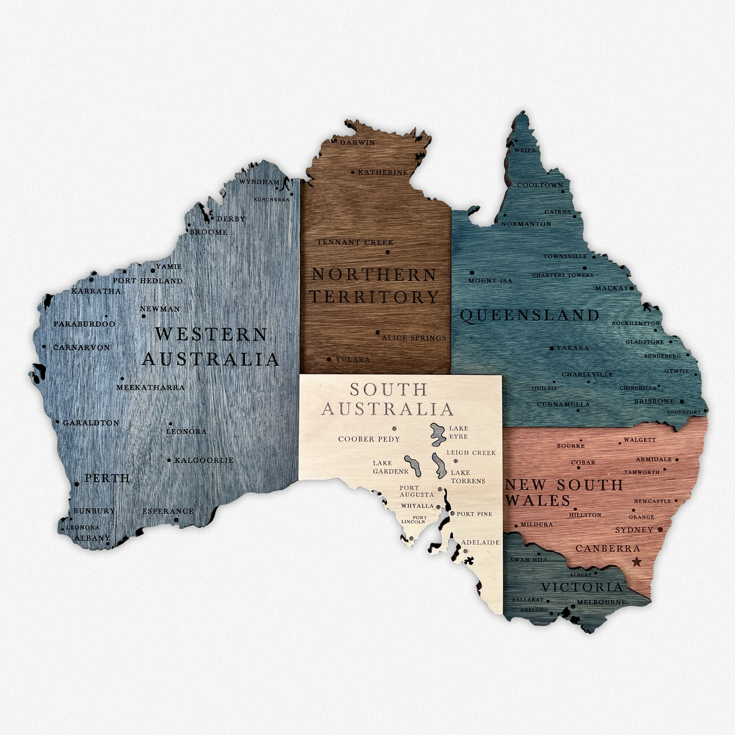 MAPA DE AUSTRALIA DE MADERA 3D