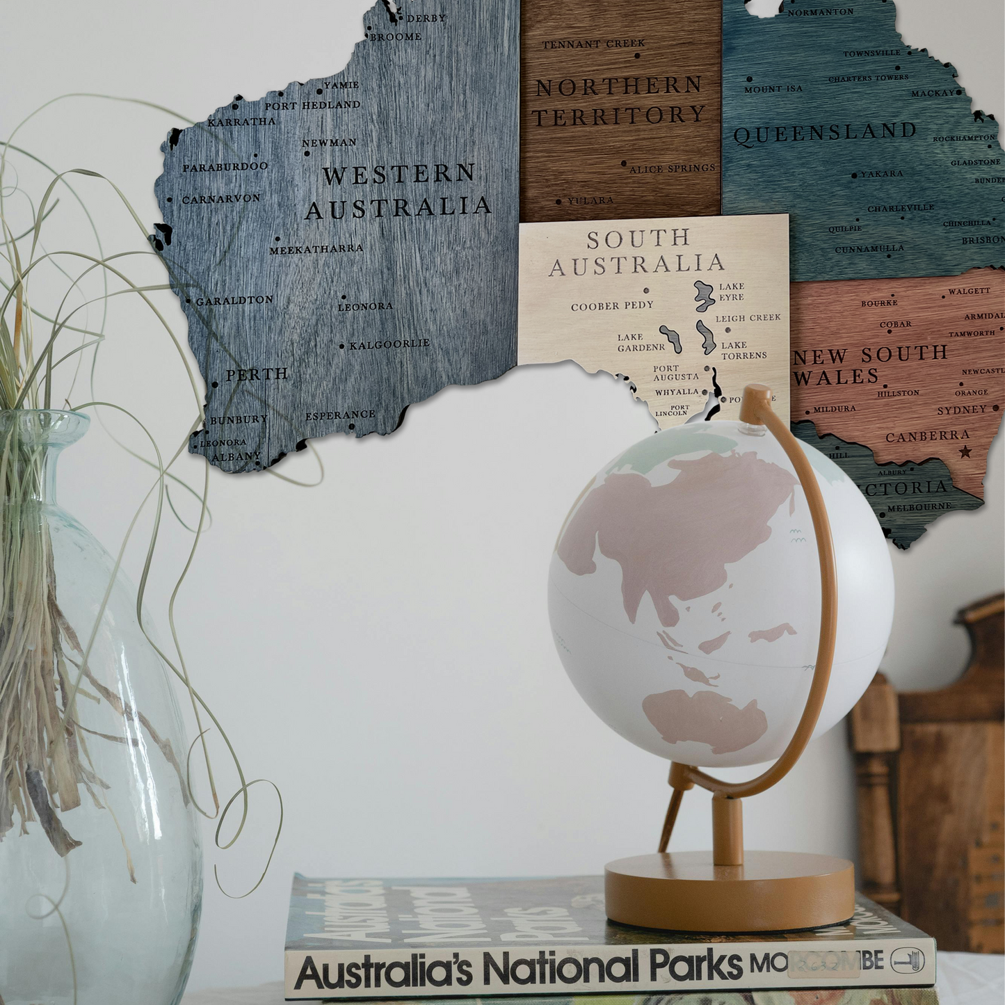 MAPA DE AUSTRALIA DE MADERA 3D