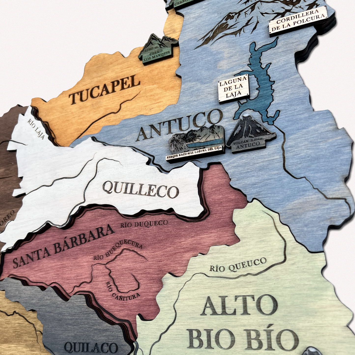 MAPA REGIÓN DEL BIO BÍO GEOGRÁFICO DE MADERA 3D