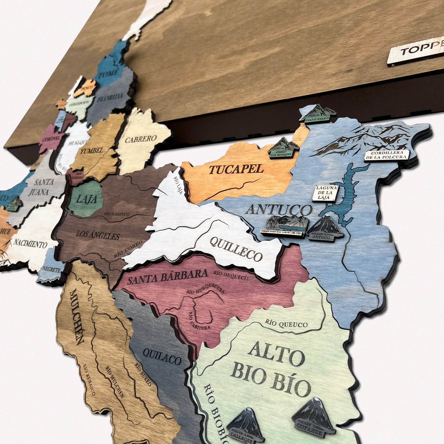 MAPA REGIÓN DEL BIO BÍO GEOGRÁFICO DE MADERA 3D