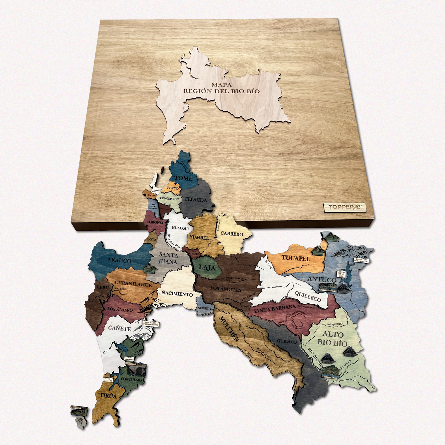 MAPA REGIÓN DEL BIO BÍO GEOGRÁFICO DE MADERA 3D