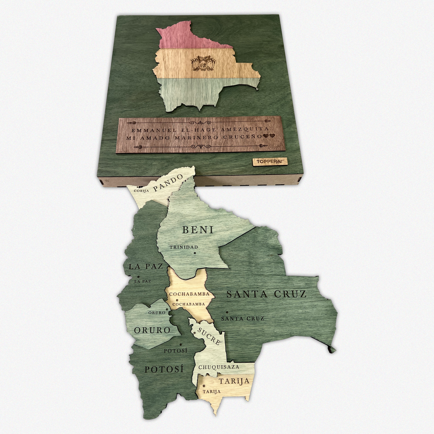 MAPA DE BOLIVIA DE MADERA 3D