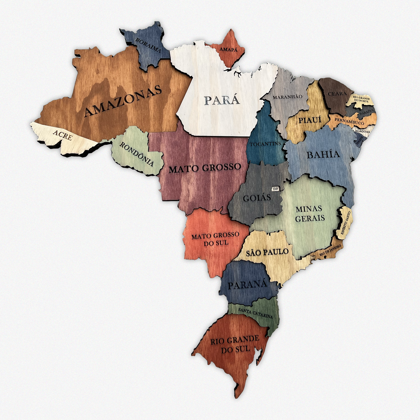 MAPA DE BRASIL DE MADERA 3D