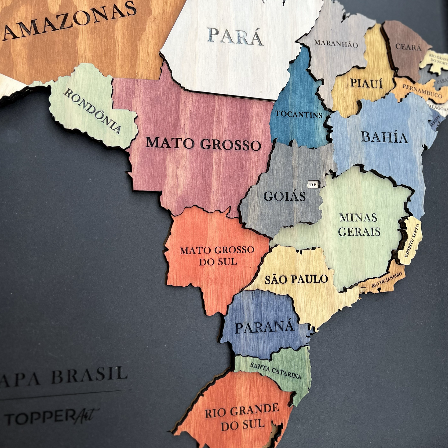 MAPA DE BRASIL DE MADERA 3D