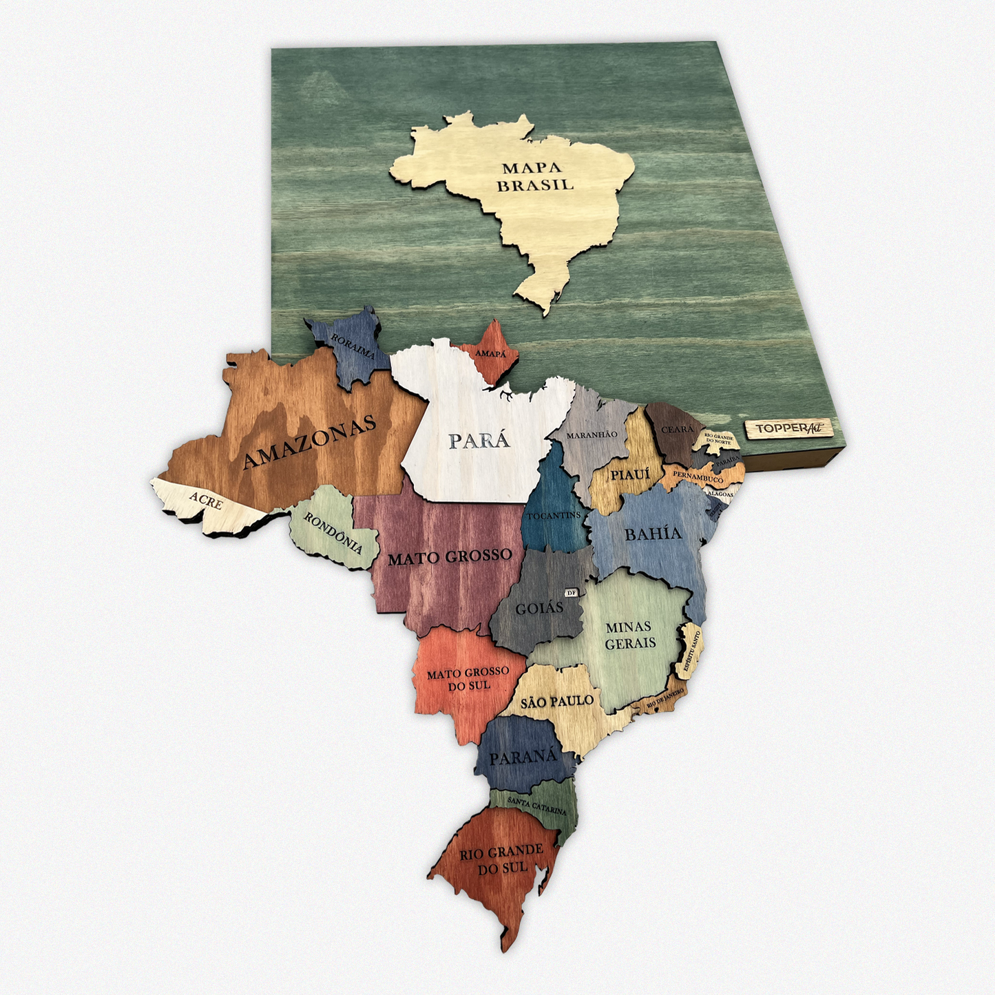MAPA DE BRASIL DE MADERA 3D