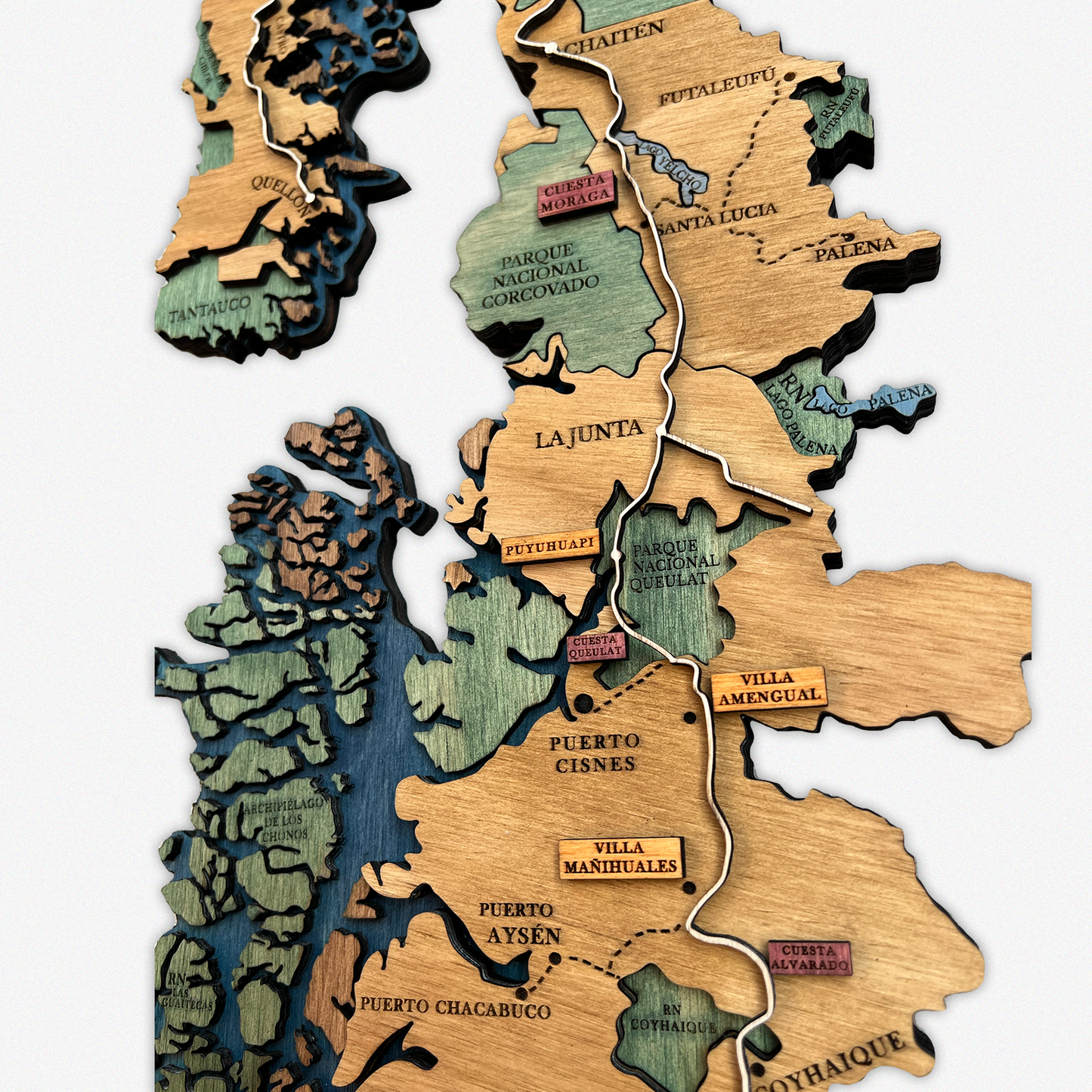 MAPA DE LA CARRETERA AUSTRAL DE MADERA 3D