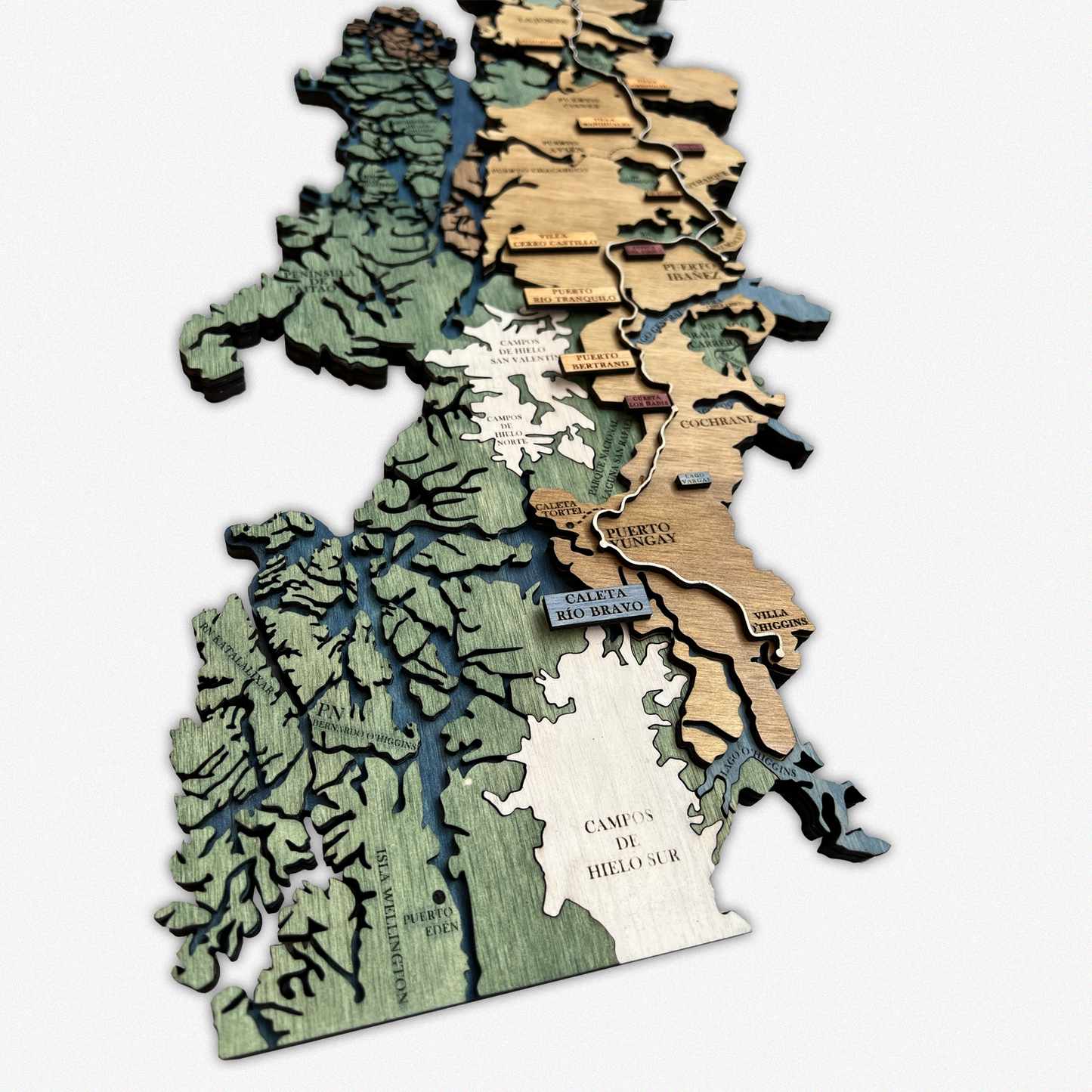 MAPA DE LA CARRETERA AUSTRAL DE MADERA 3D
