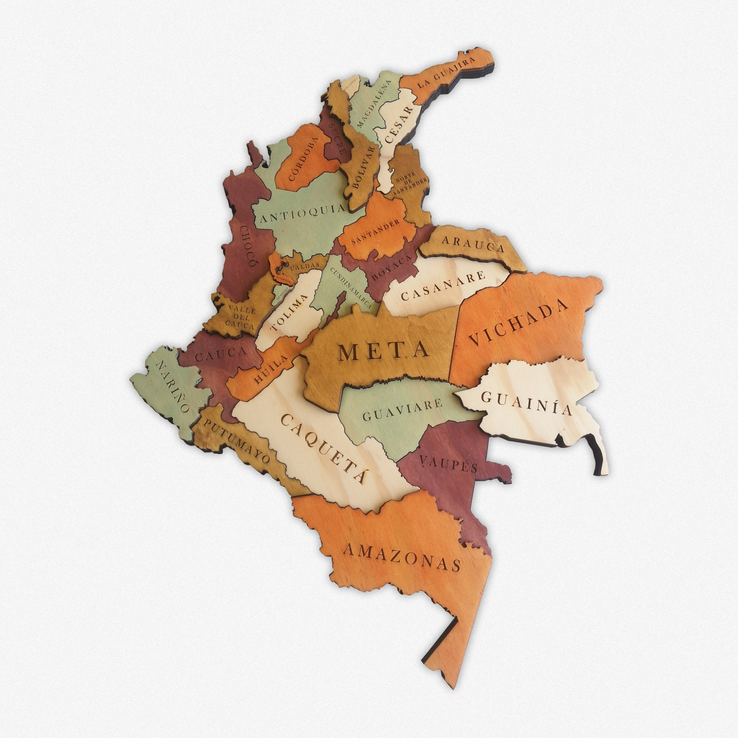 MAPA DE COLOMBIA DE MADERA 3D