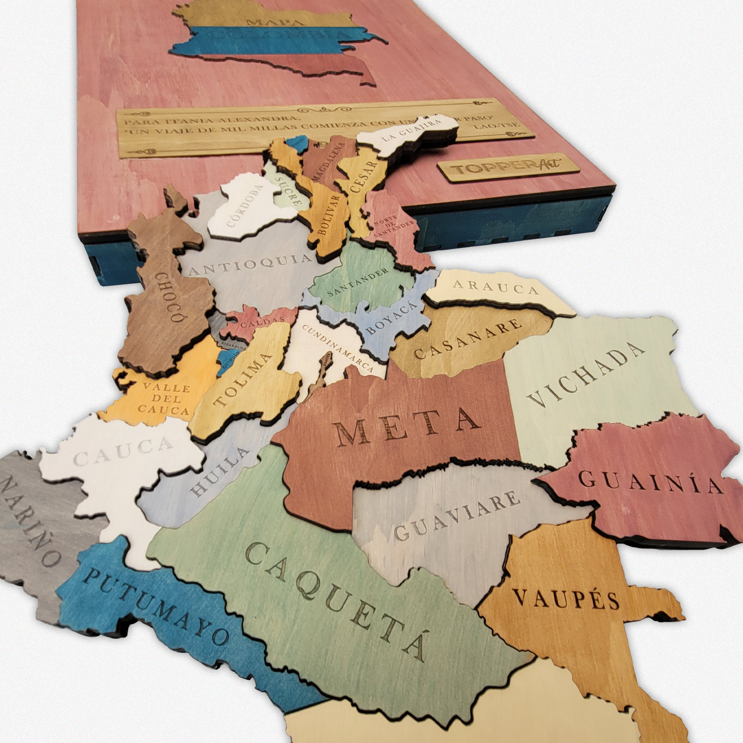 MAPA DE COLOMBIA DE MADERA 3D