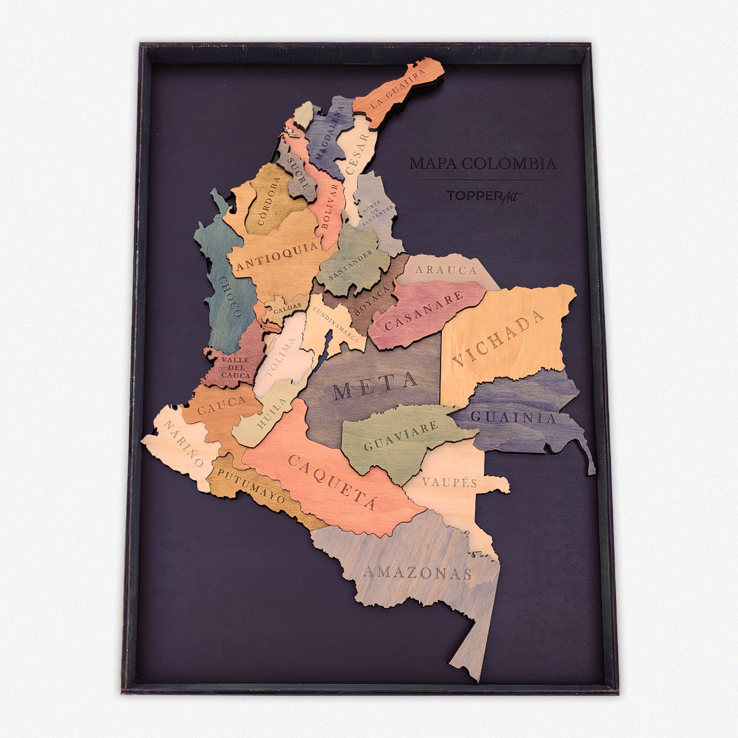 MAPA DE COLOMBIA DE MADERA 3D