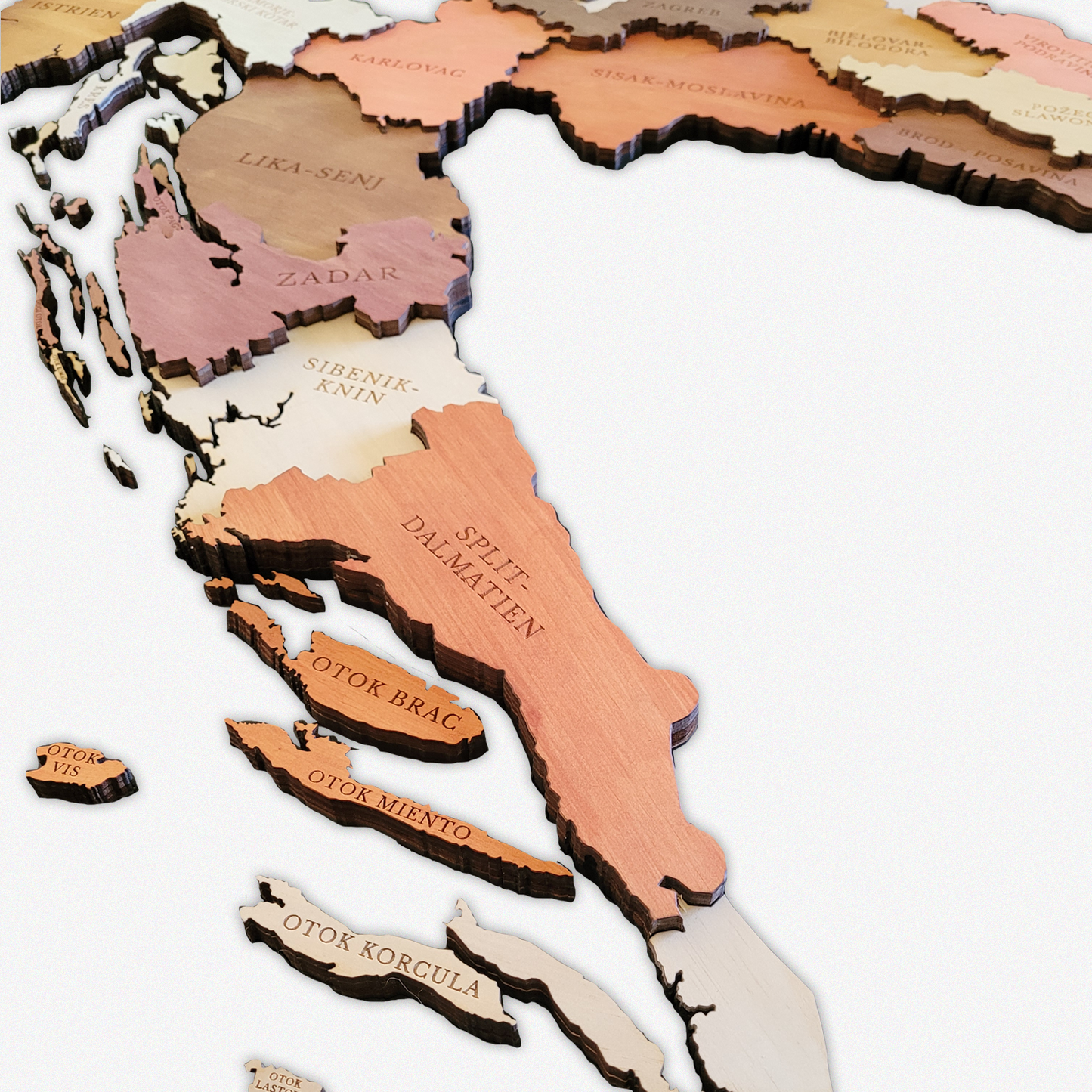 MAPA DE CROACIA DE MADERA 3D