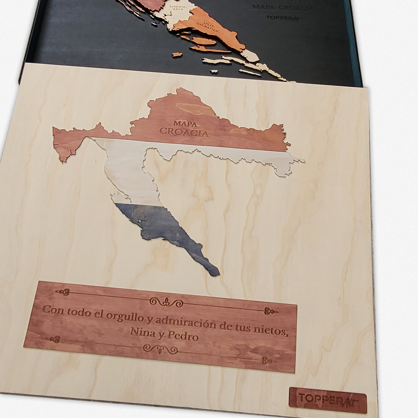 MAPA DE CROACIA DE MADERA 3D
