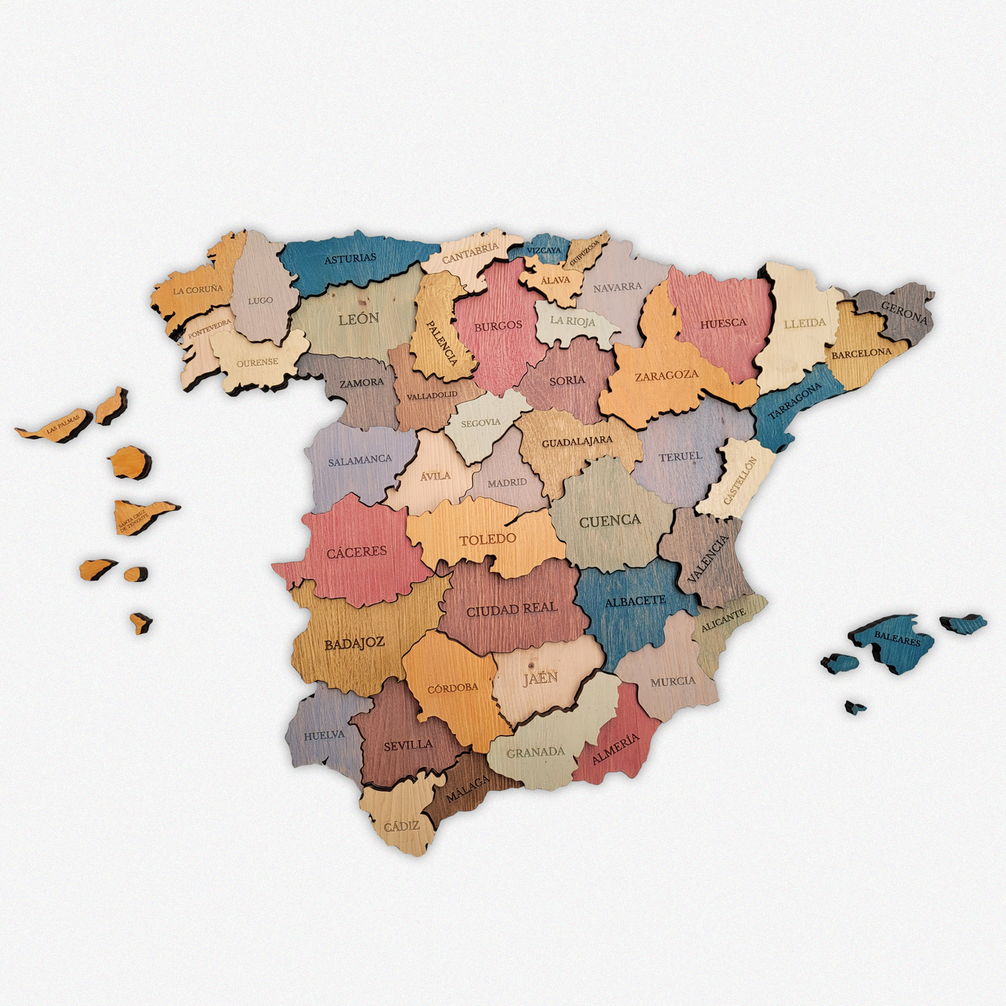 MAPA DE ESPAÑA DE MADERA 3D