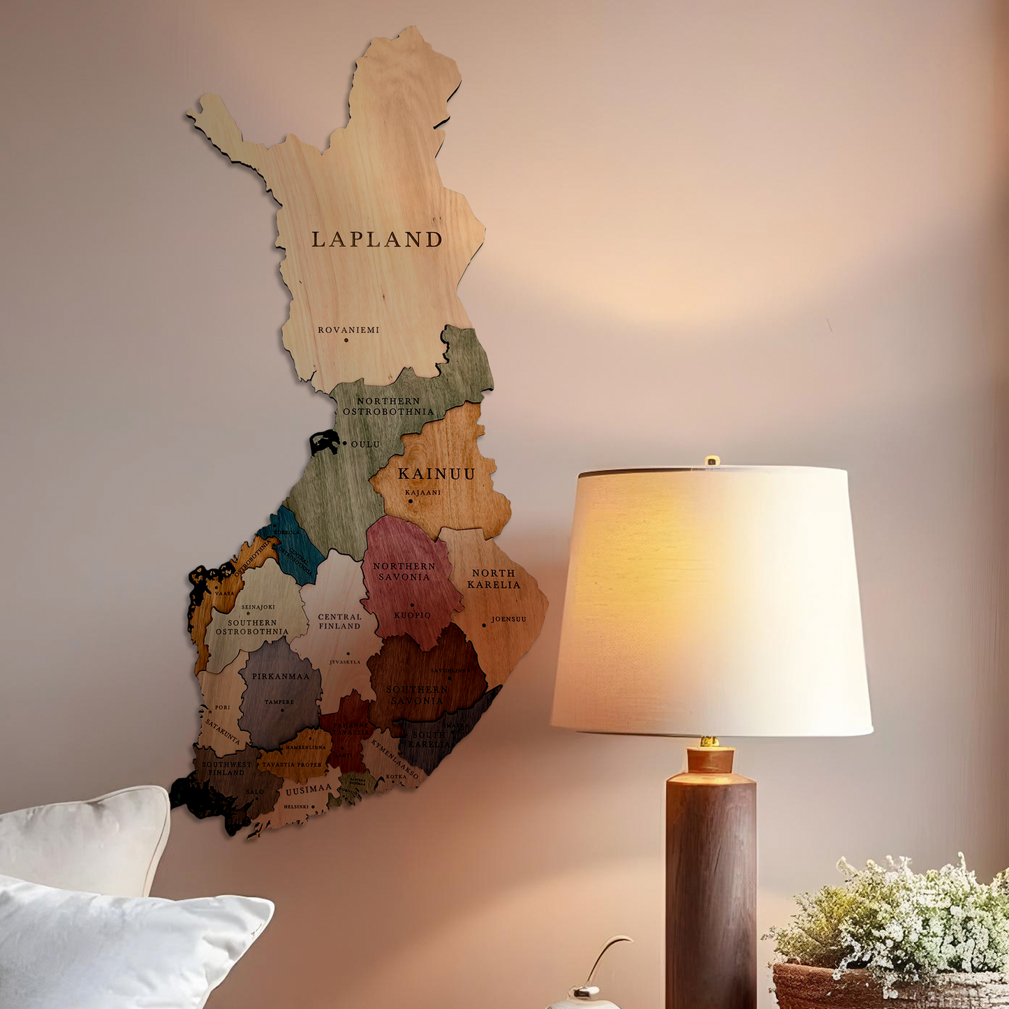 MAPA DE FINLANDIA DE MADERA 3D