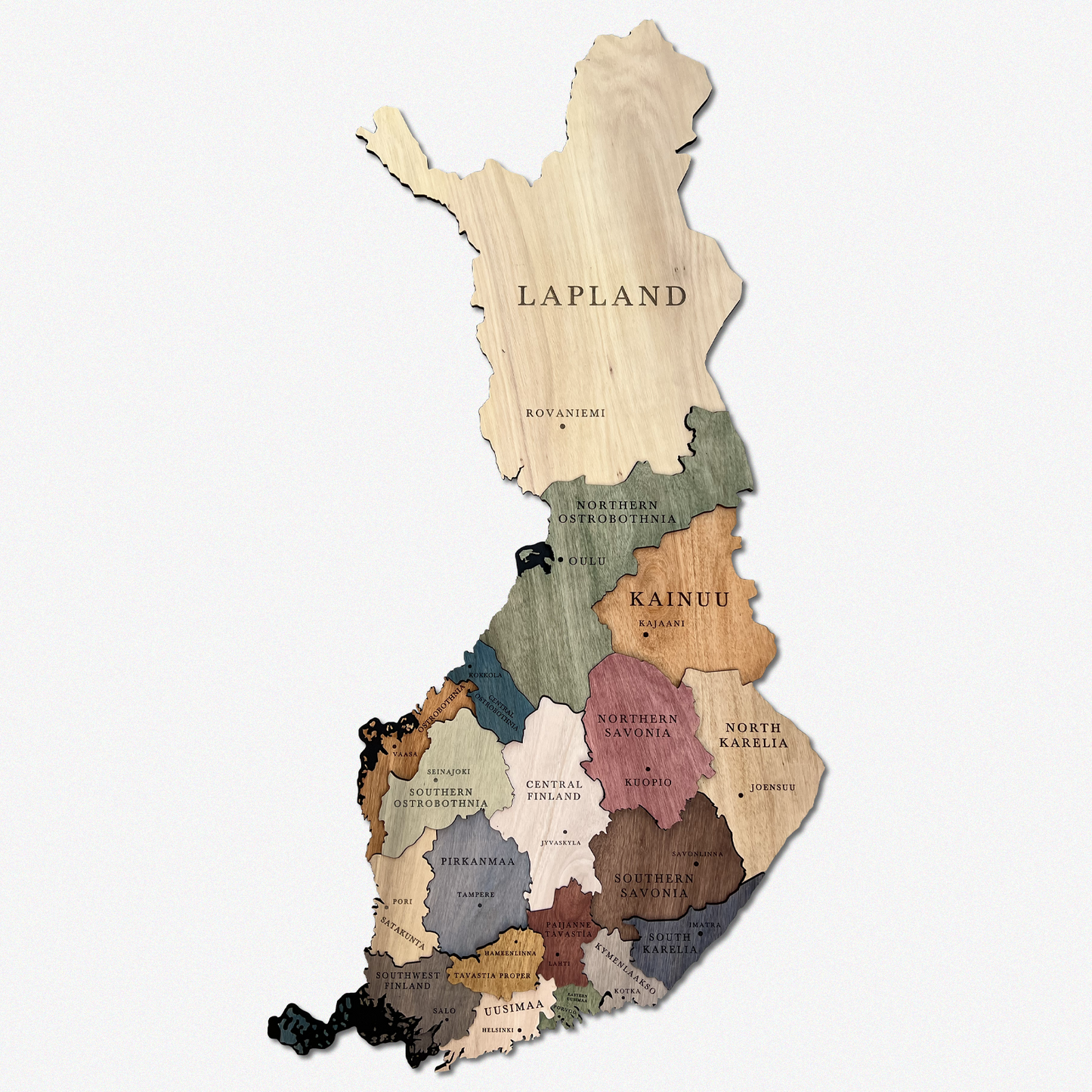 MAPA DE FINLANDIA DE MADERA 3D