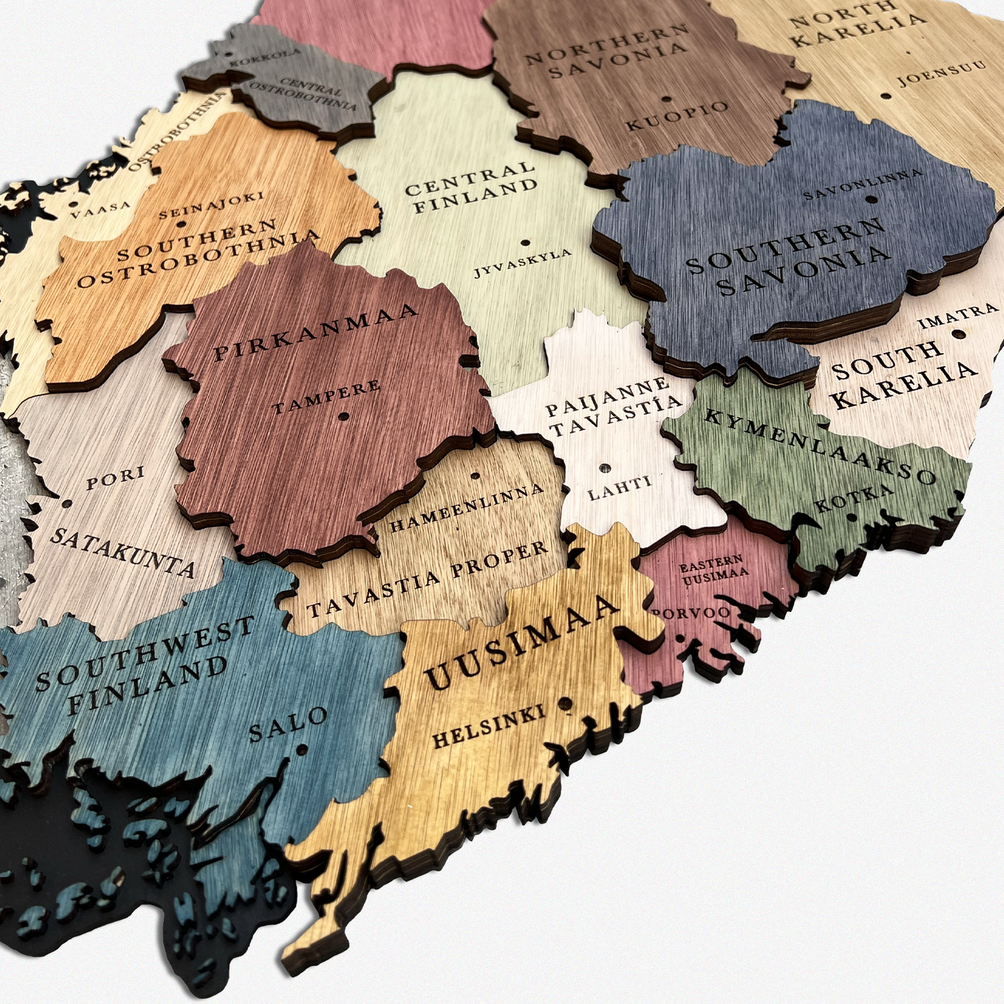 MAPA DE FINLANDIA DE MADERA 3D
