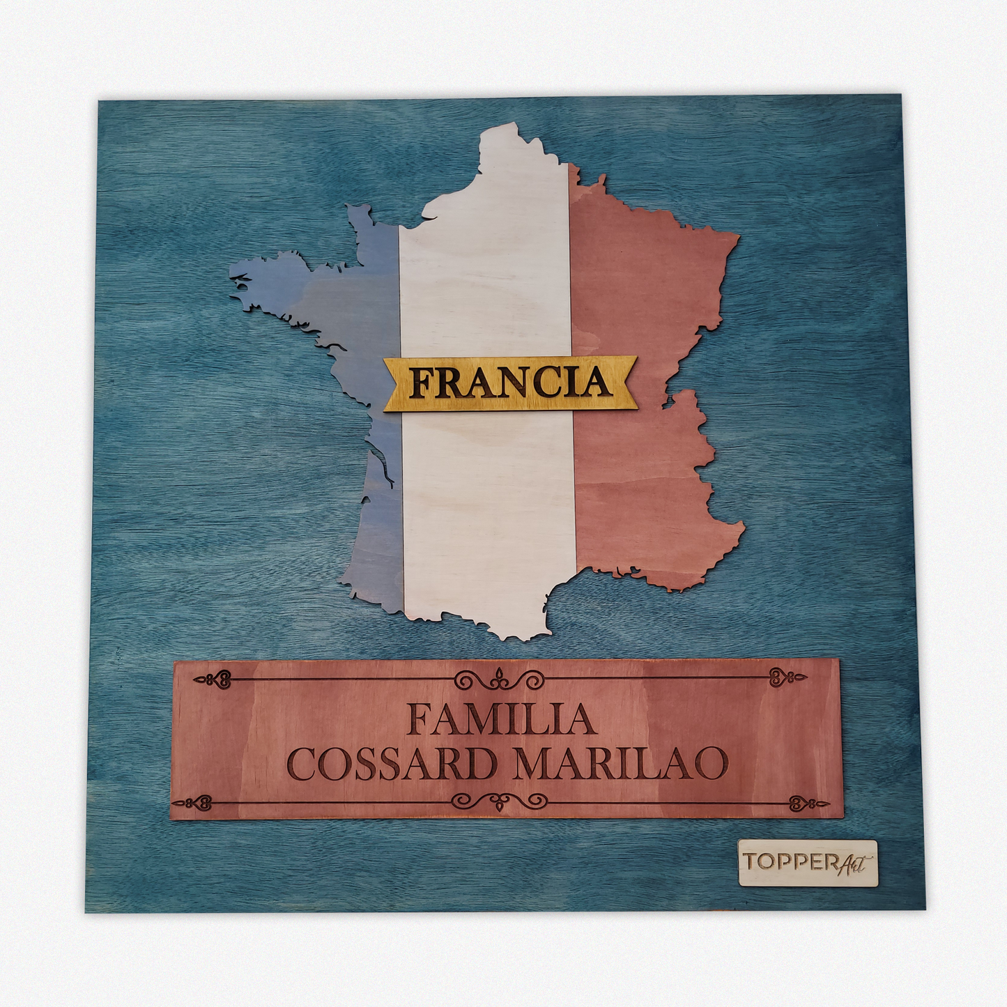 MAPA DE FRANCIA DE MADERA 3D