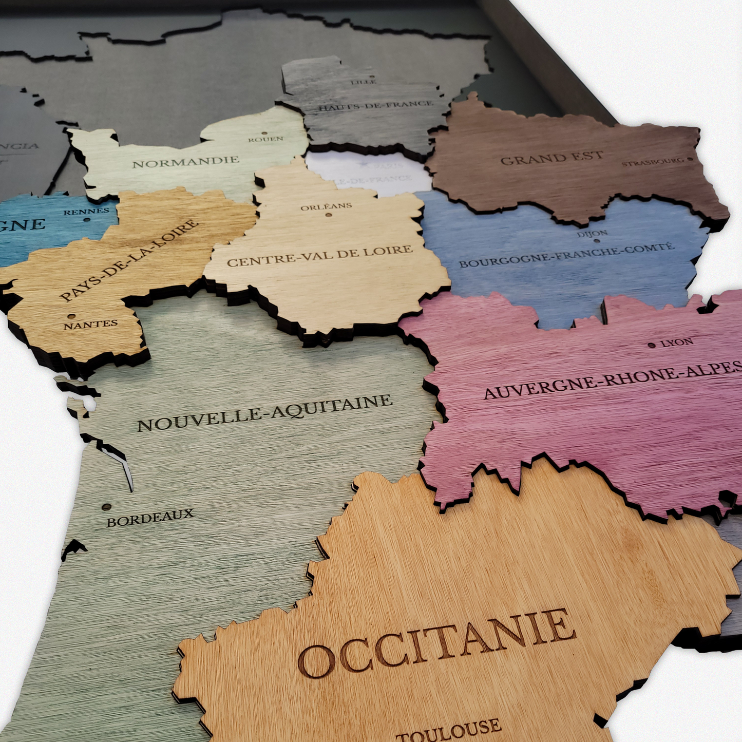 MAPA DE FRANCIA DE MADERA 3D