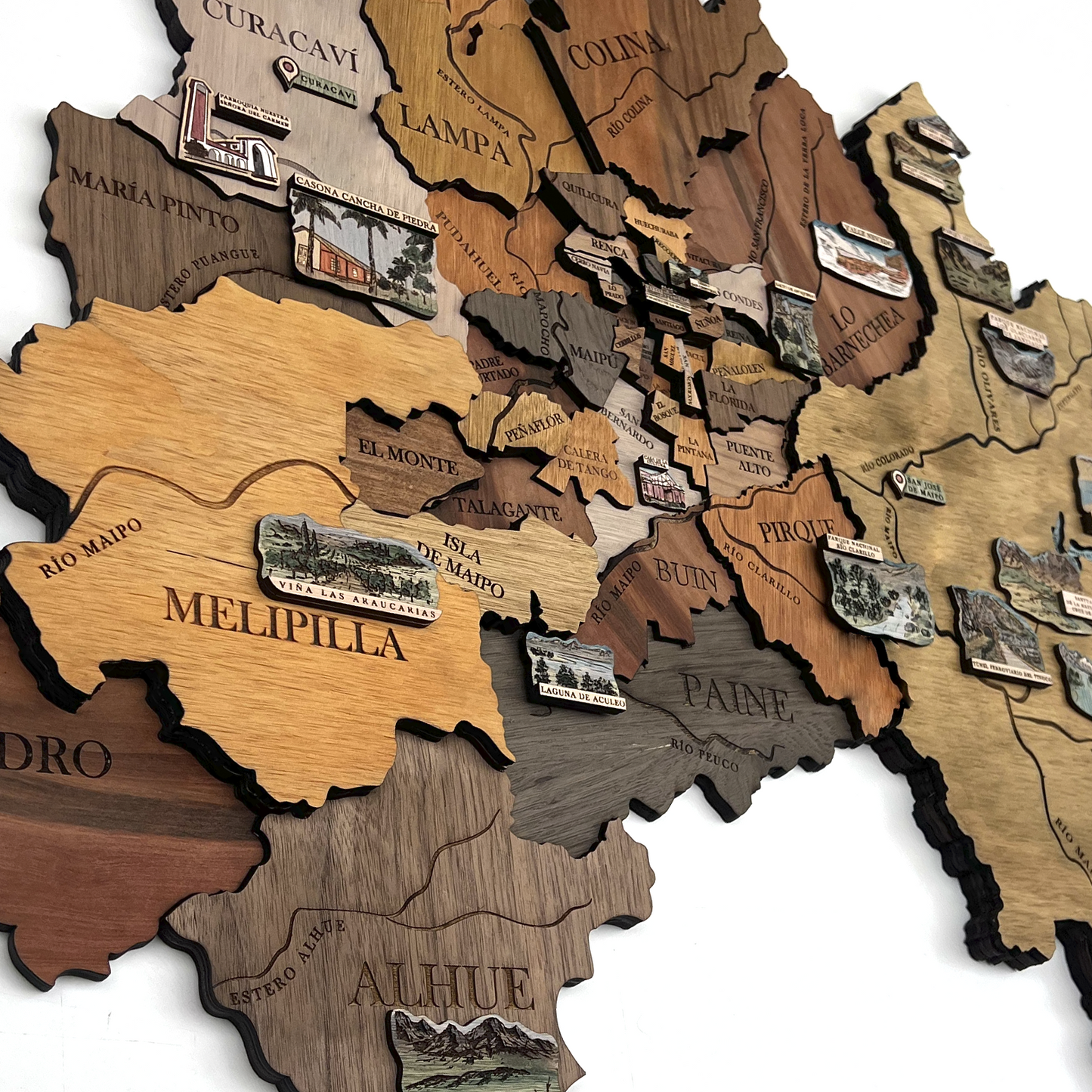 MAPA REGIÓN METROPOLITANA GEOGRÁFICO DE MADERA 3D