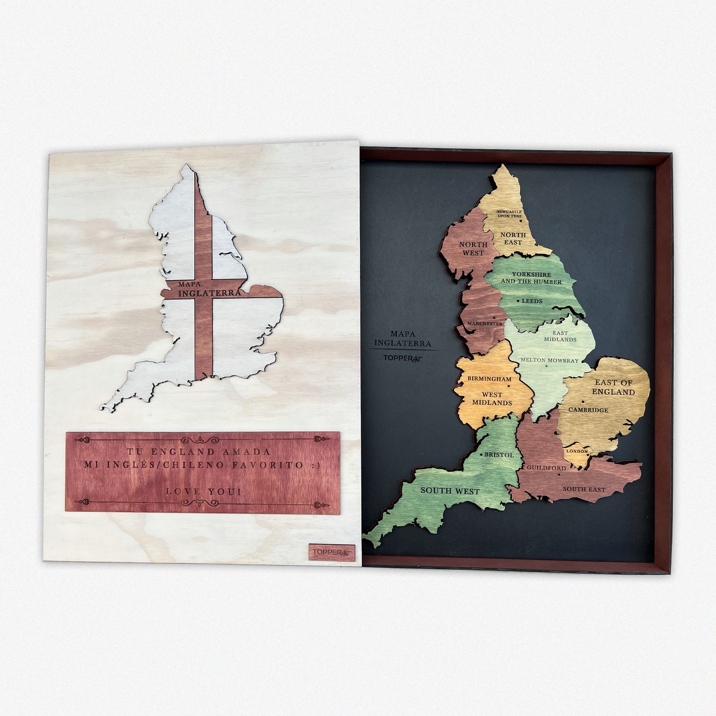 MAPA DE INGLATERRA DE MADERA 3D