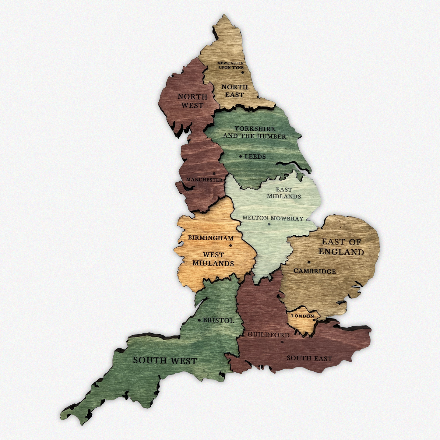 MAPA DE INGLATERRA DE MADERA 3D