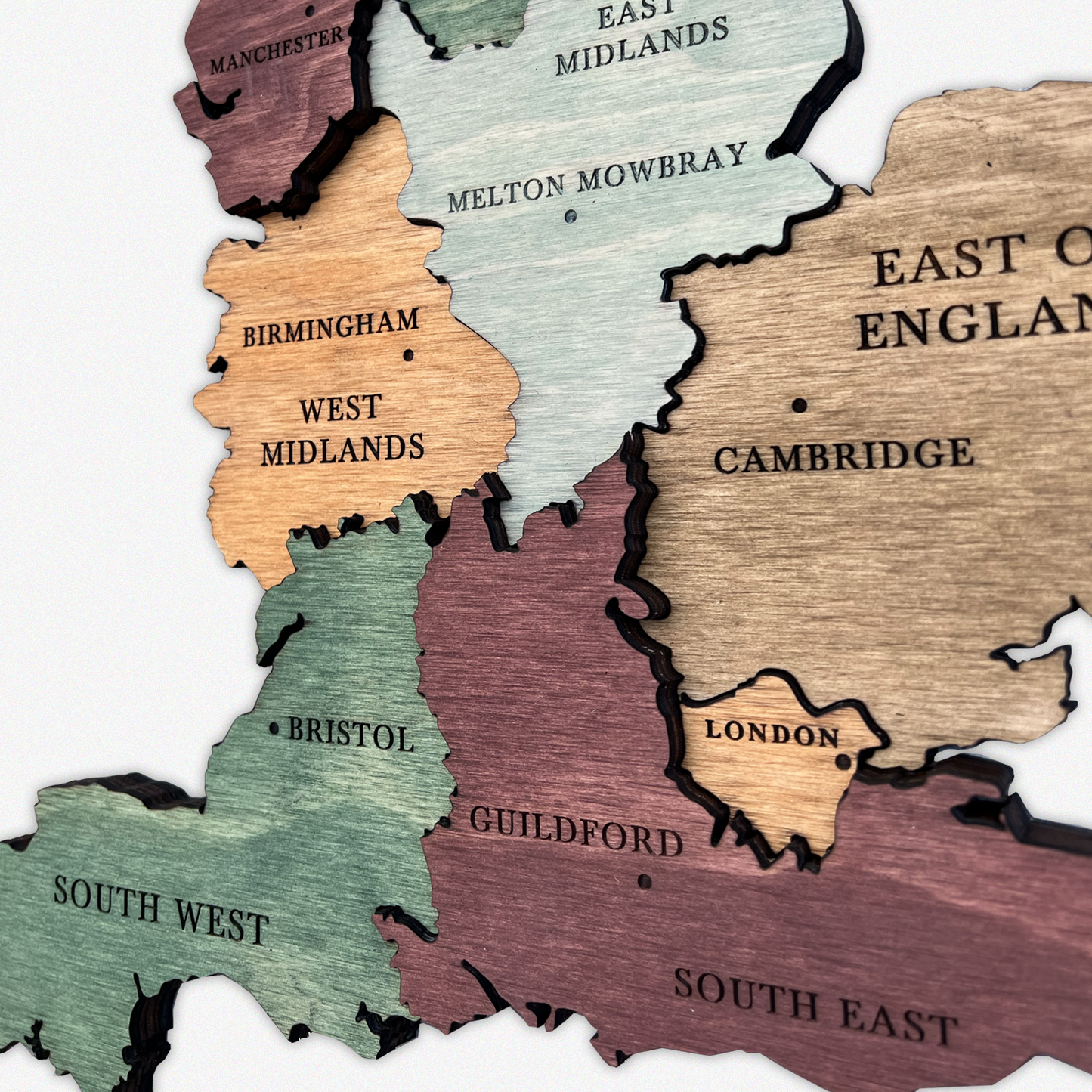 MAPA DE INGLATERRA DE MADERA 3D