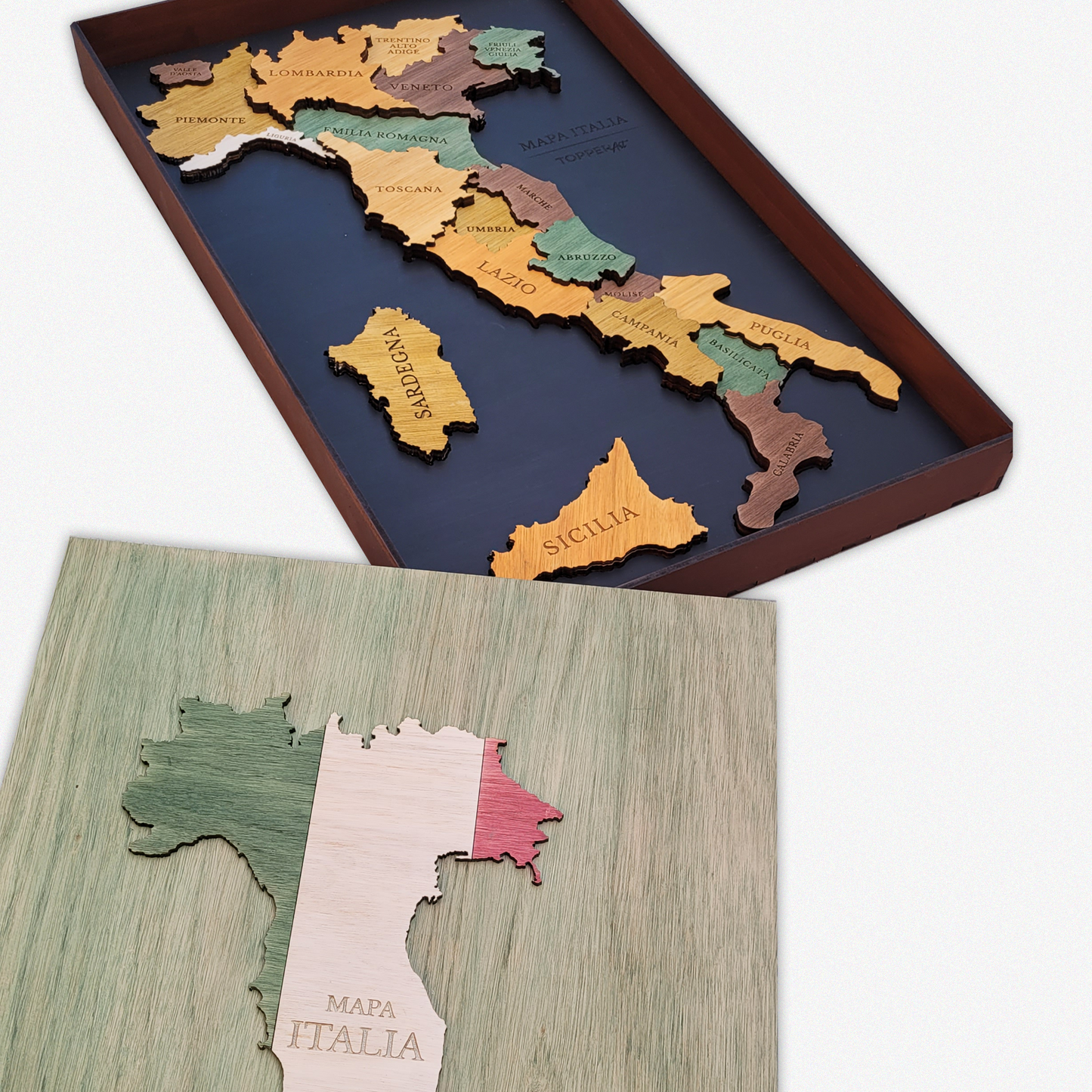 MAPA DE ITALIA DE MADERA 3D