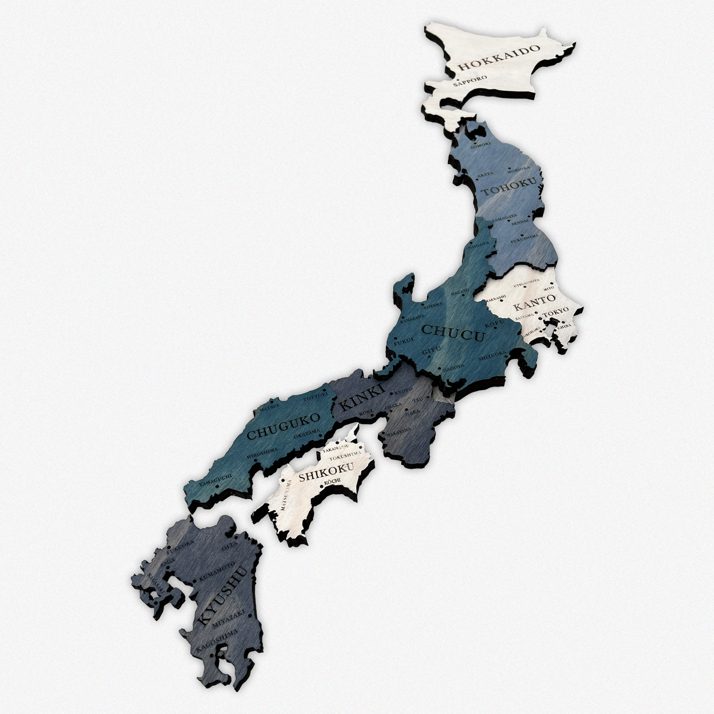 MAPA DE JAPÓN DE MADERA 3D