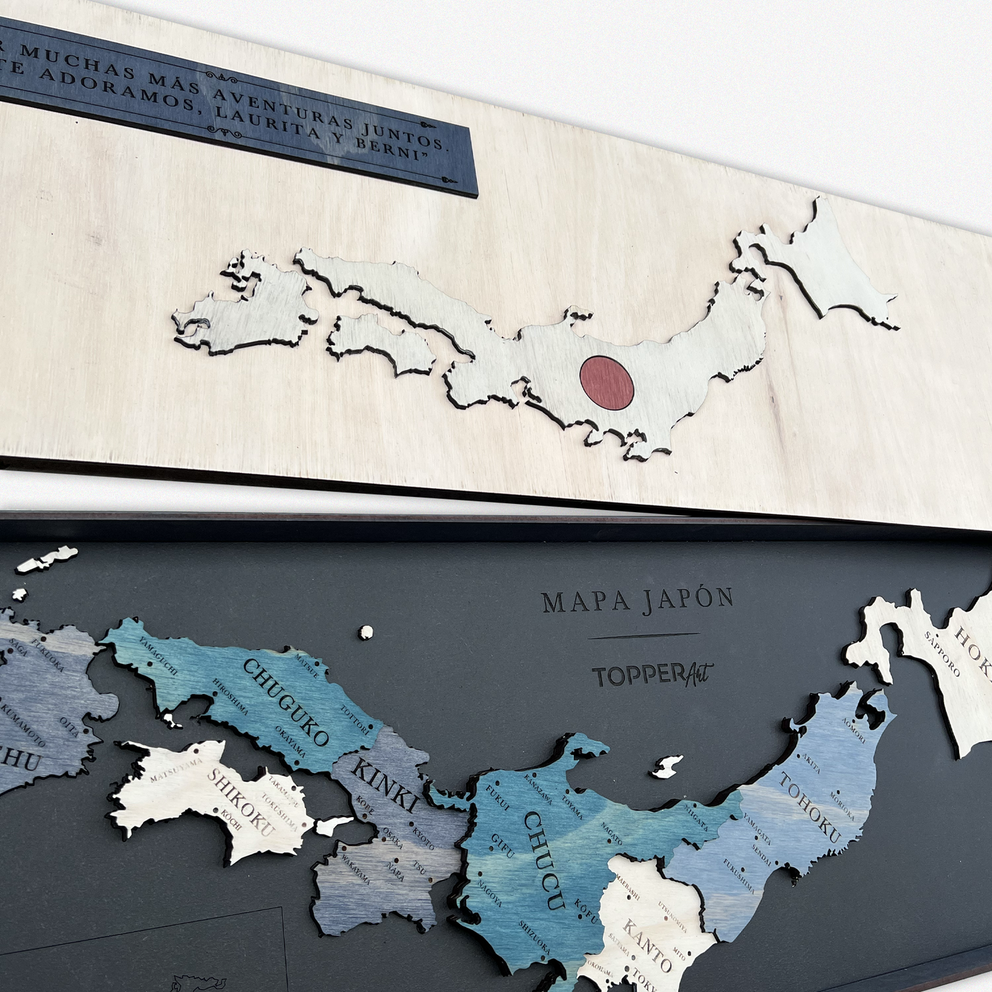 MAPA DE JAPÓN DE MADERA 3D