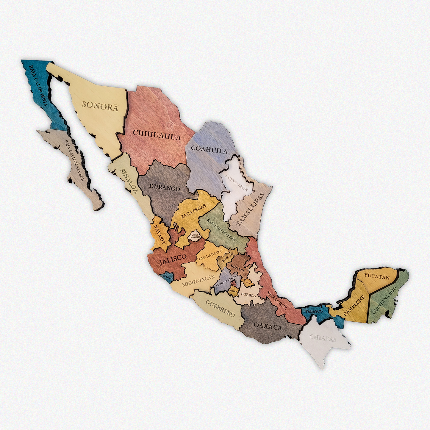 MAPA DE MÉXICO DE MADERA 3D