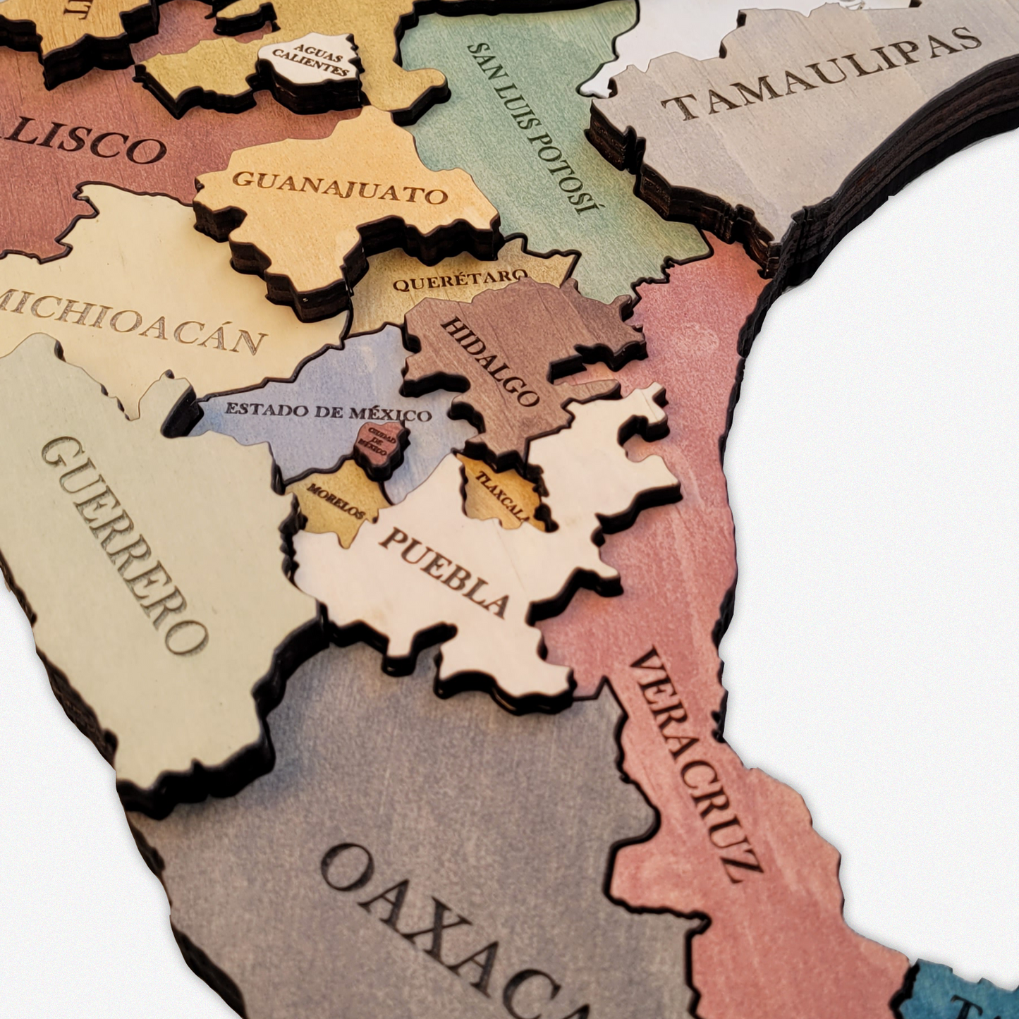 MAPA DE MÉXICO DE MADERA 3D