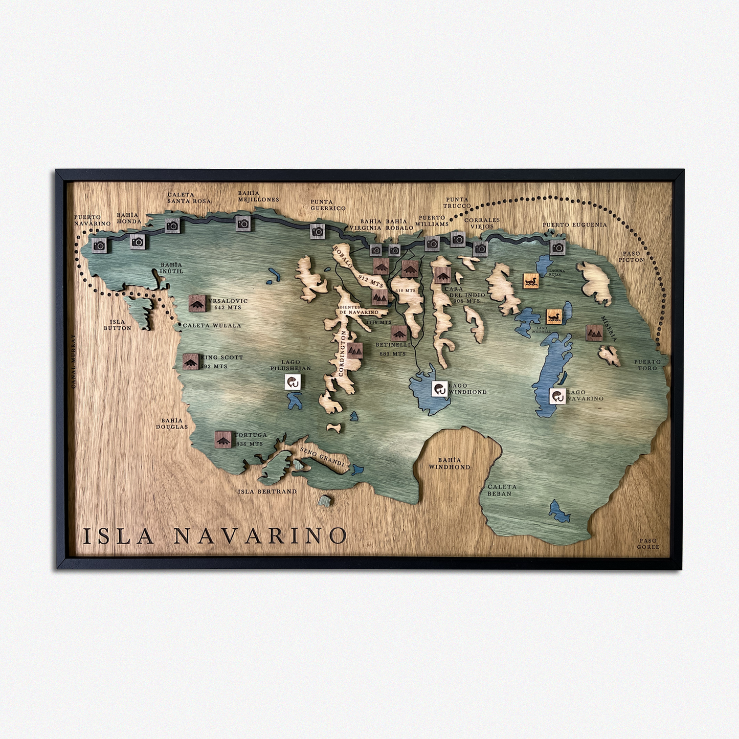 MAPA ISLA NAVARINO DE MADERA 3D