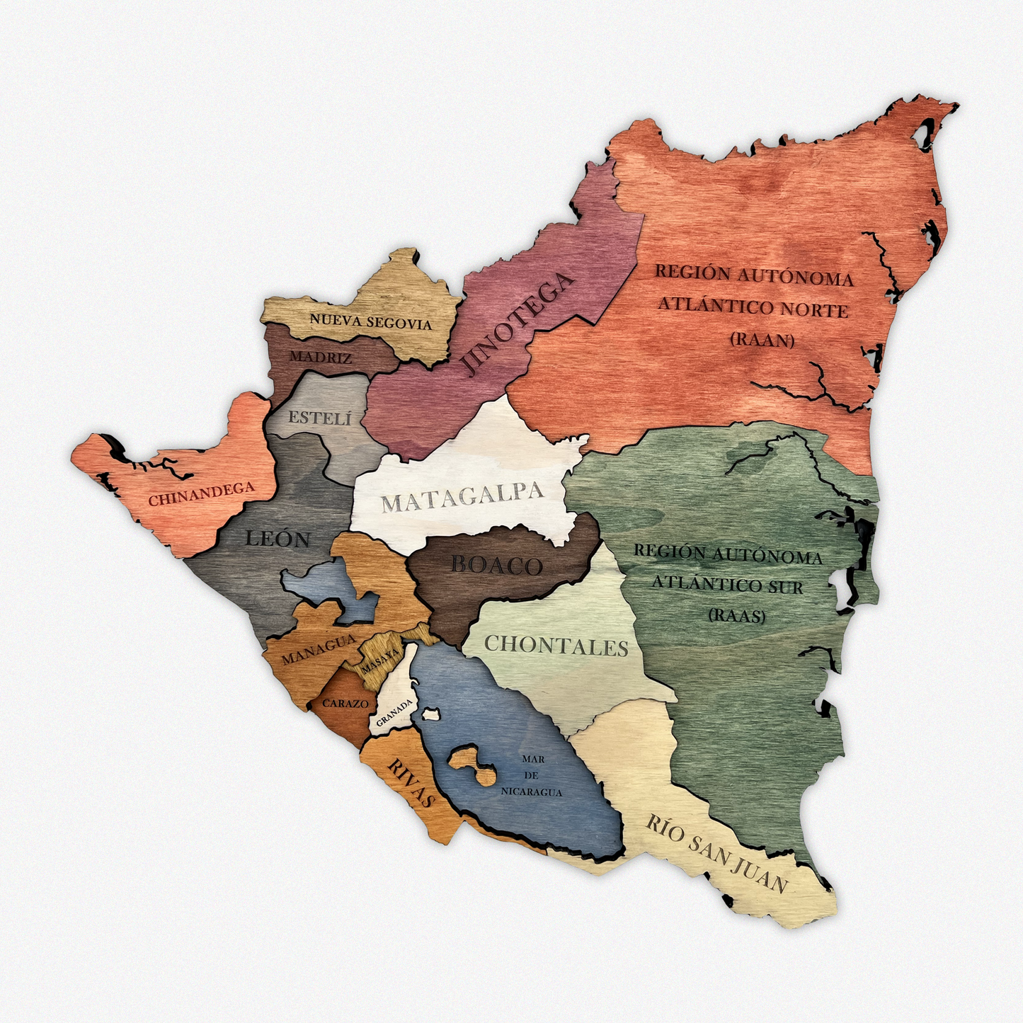 MAPA DE NICARAGUA DE MADERA 3D