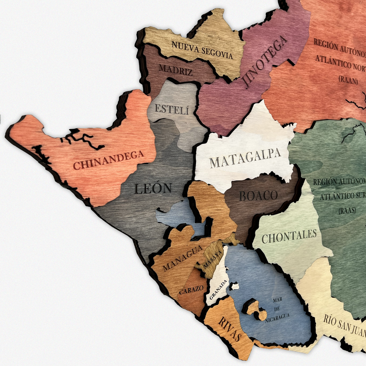 MAPA DE NICARAGUA DE MADERA 3D