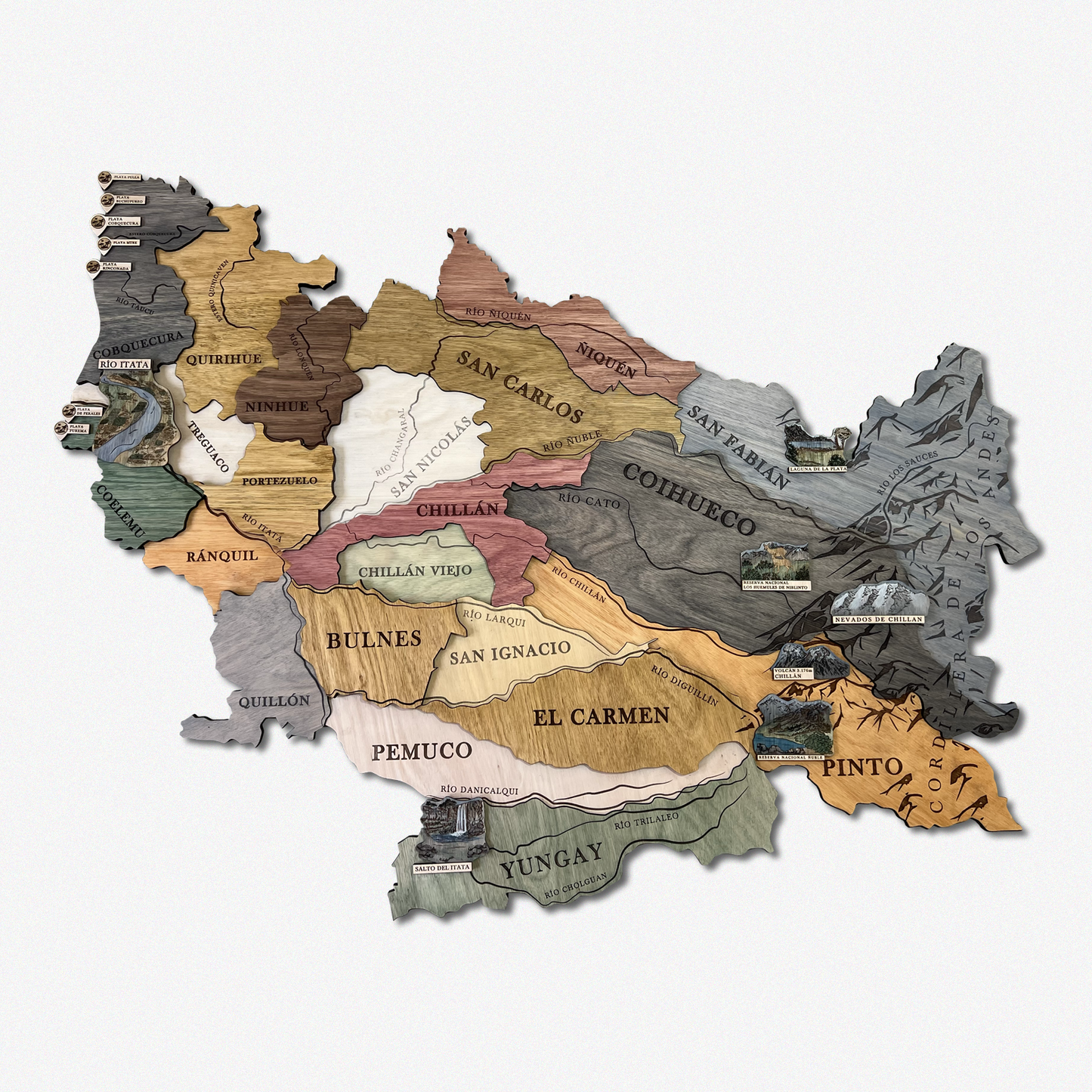 MAPA REGIÓN DE ÑUBLE GEOGRÁFICO DE MADERA 3D