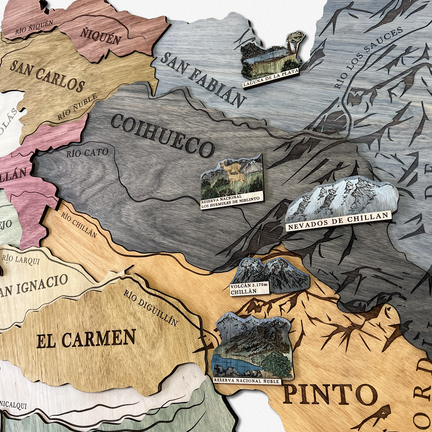 MAPA REGIÓN DE ÑUBLE GEOGRÁFICO DE MADERA 3D