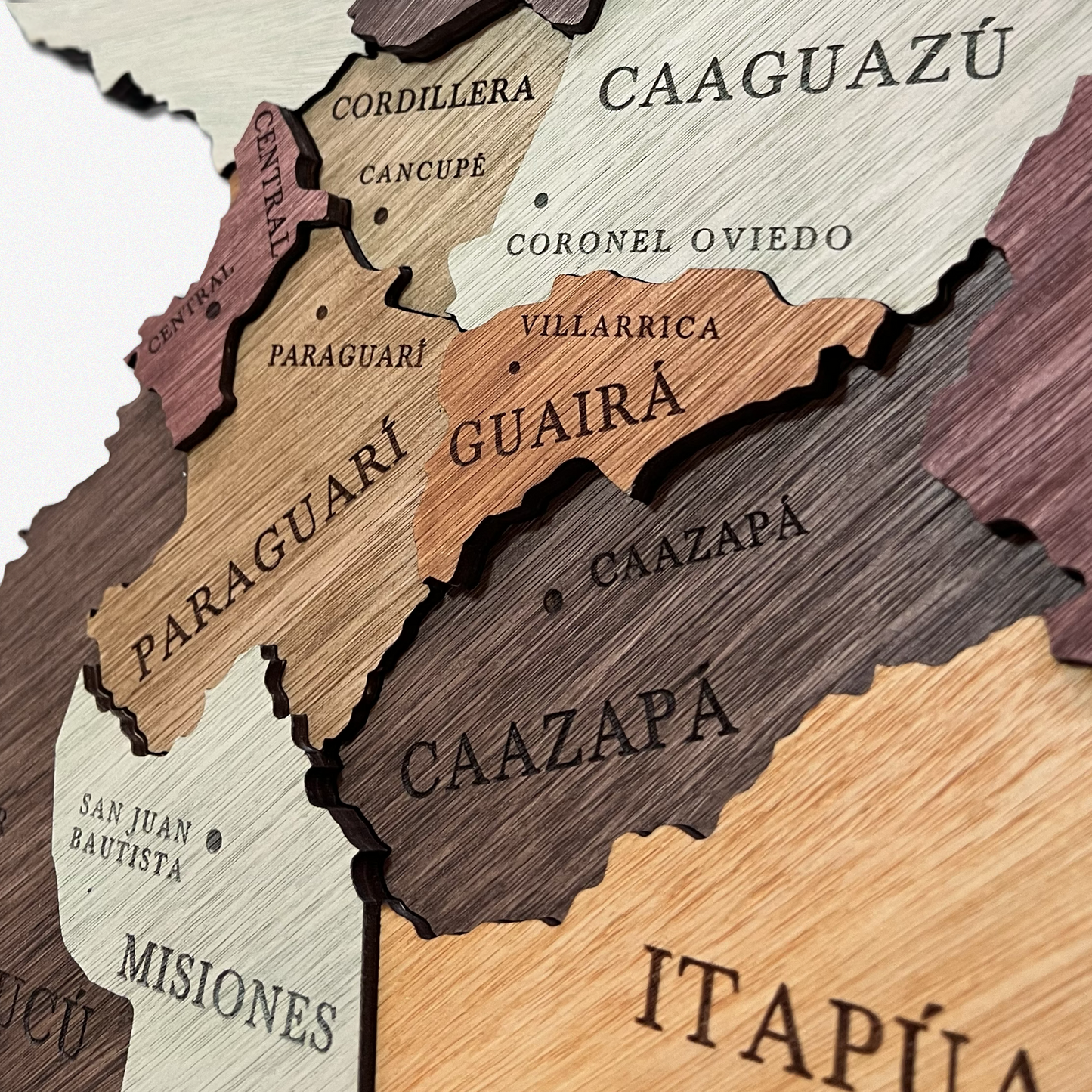 MAPA DE PARAGUAY DE MADERA 3D