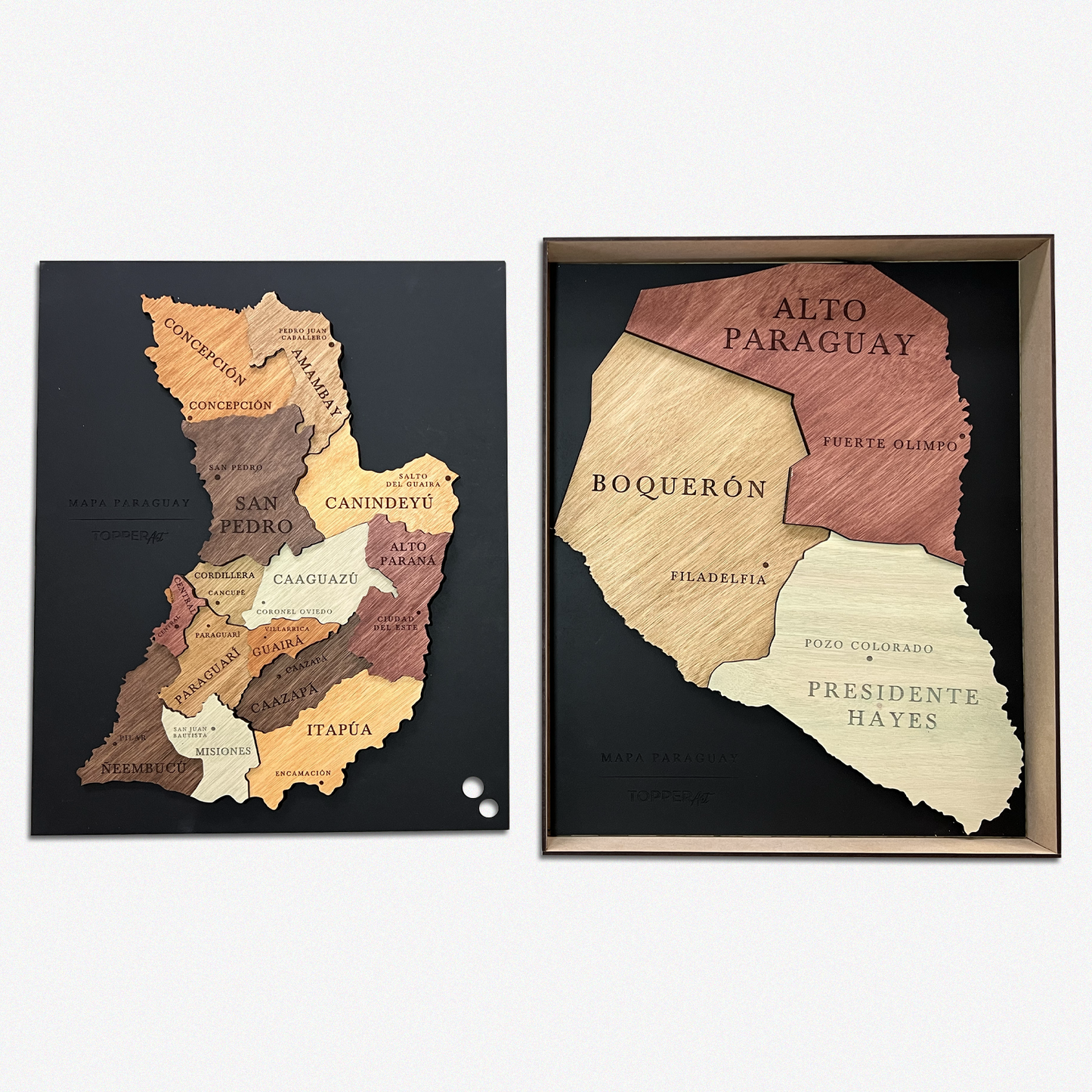 MAPA DE PARAGUAY DE MADERA 3D